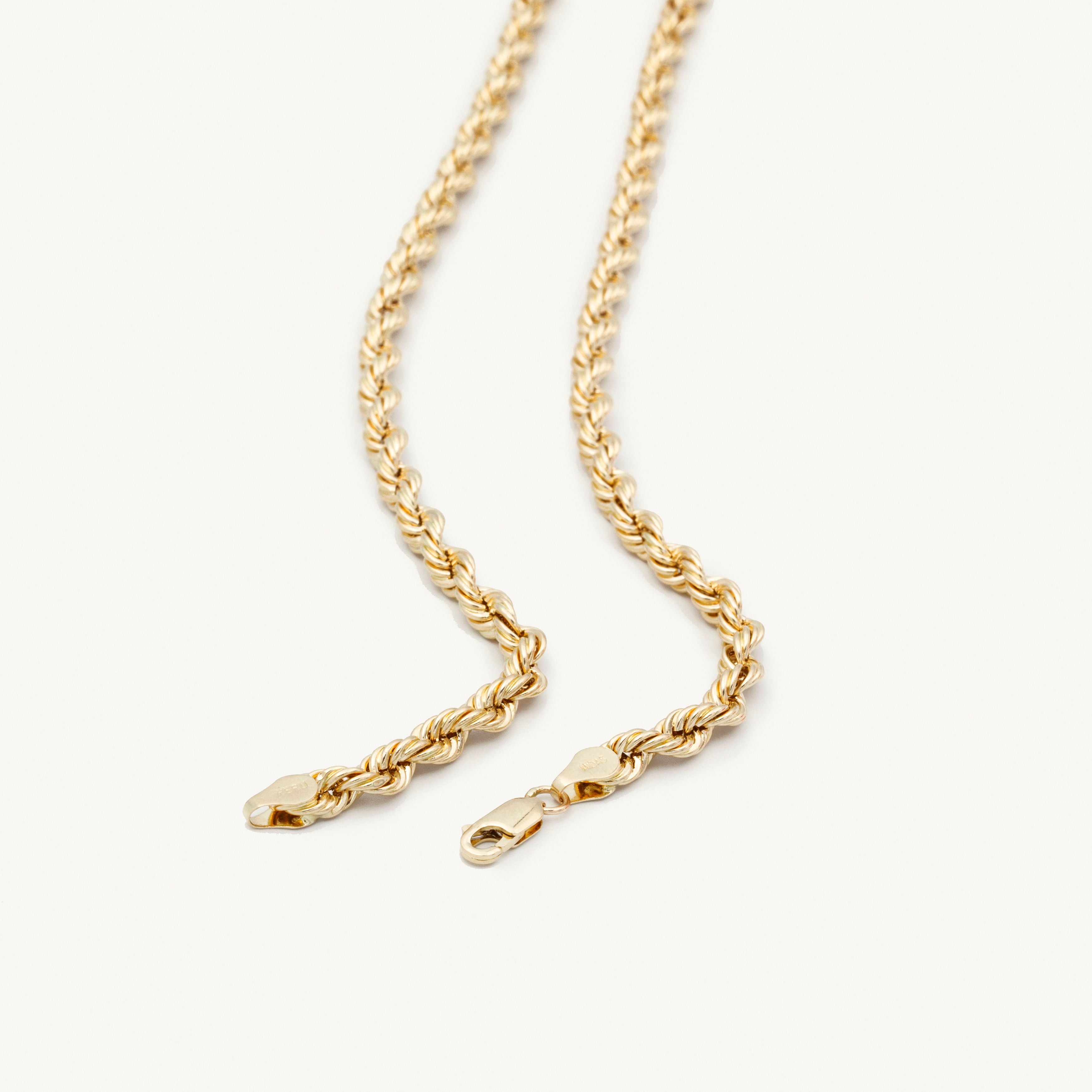 14K YELLOW GOLD THICK ROPE CHAIN NECKLACE WOMEN