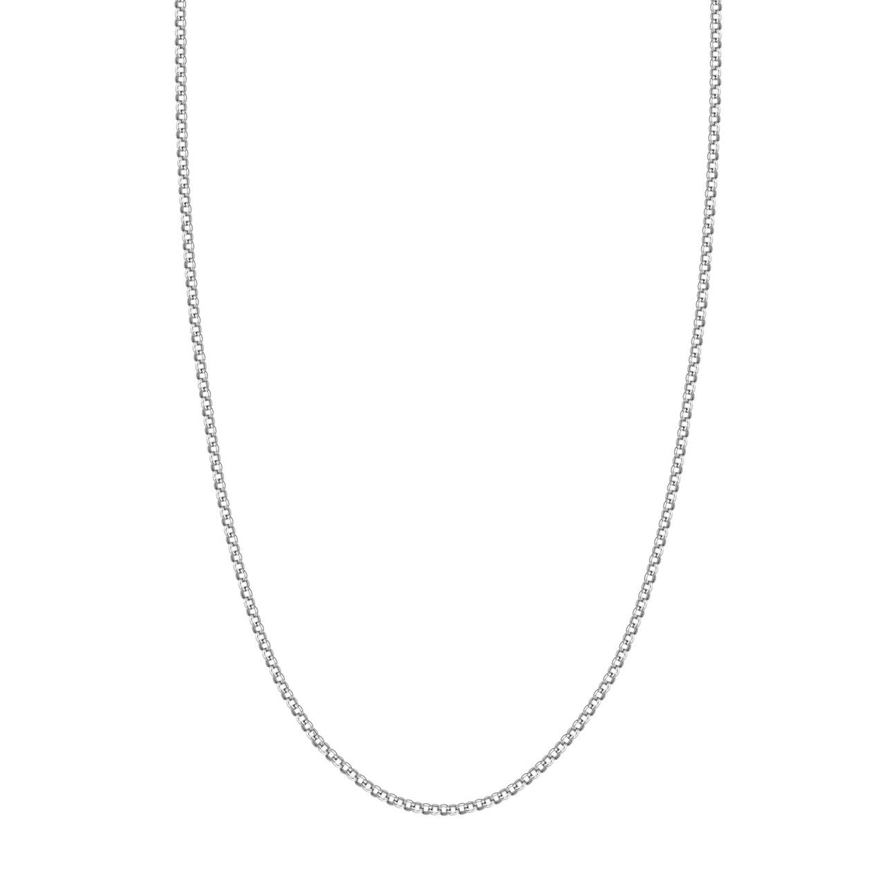 14K White Gold Round Rolo Necklace