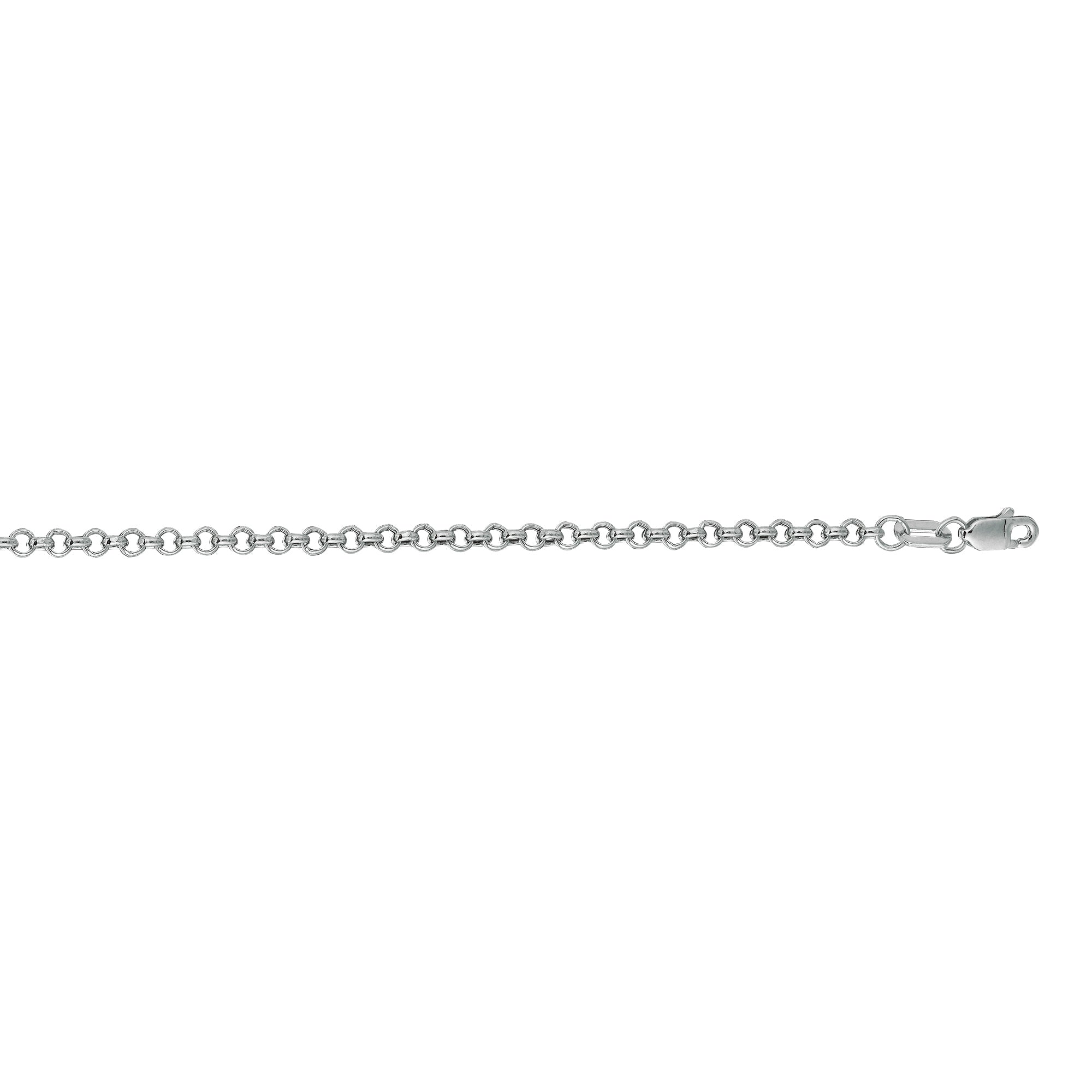 14K White Gold Round Rolo Necklace
