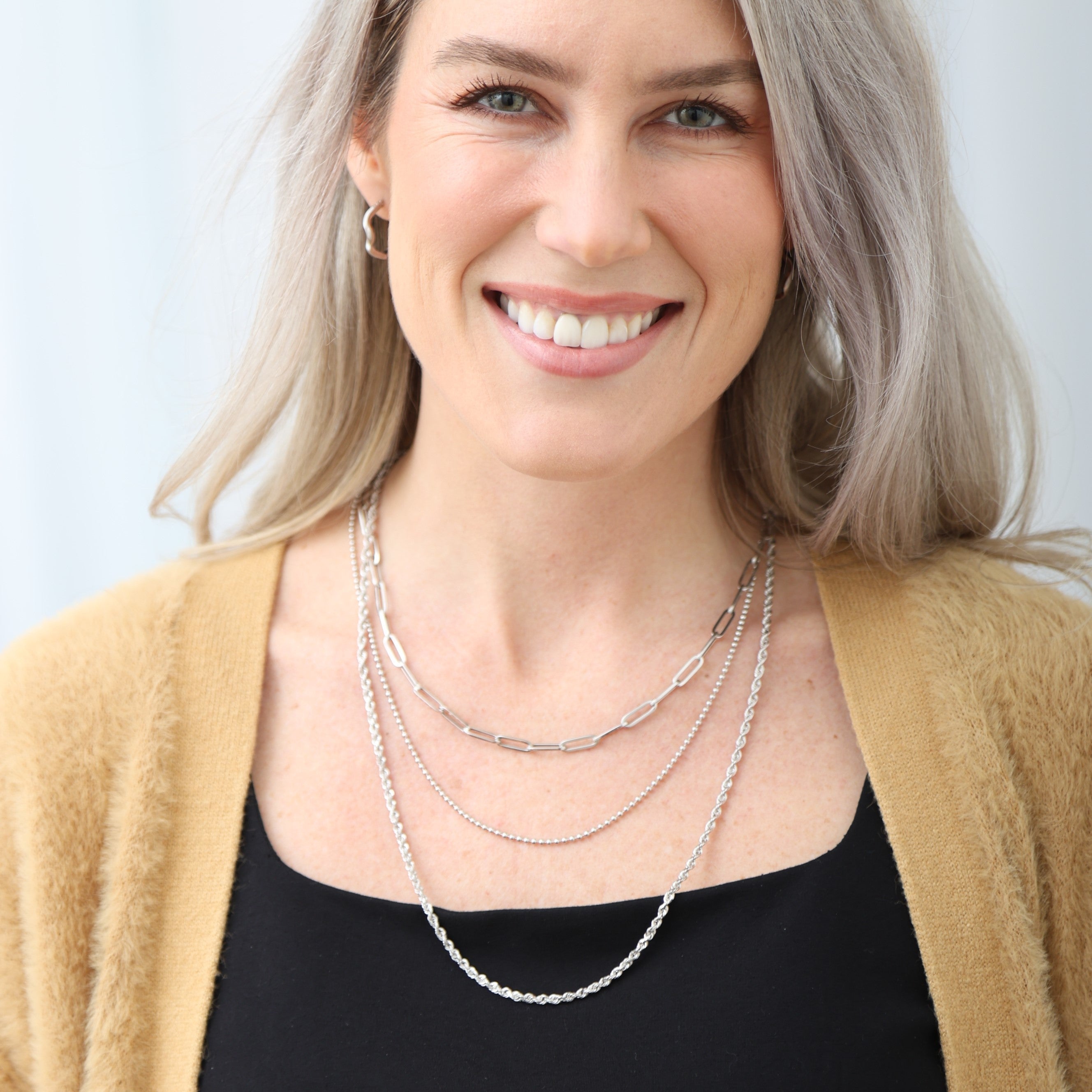 14K White Gold Diamond Cut Rope Necklace