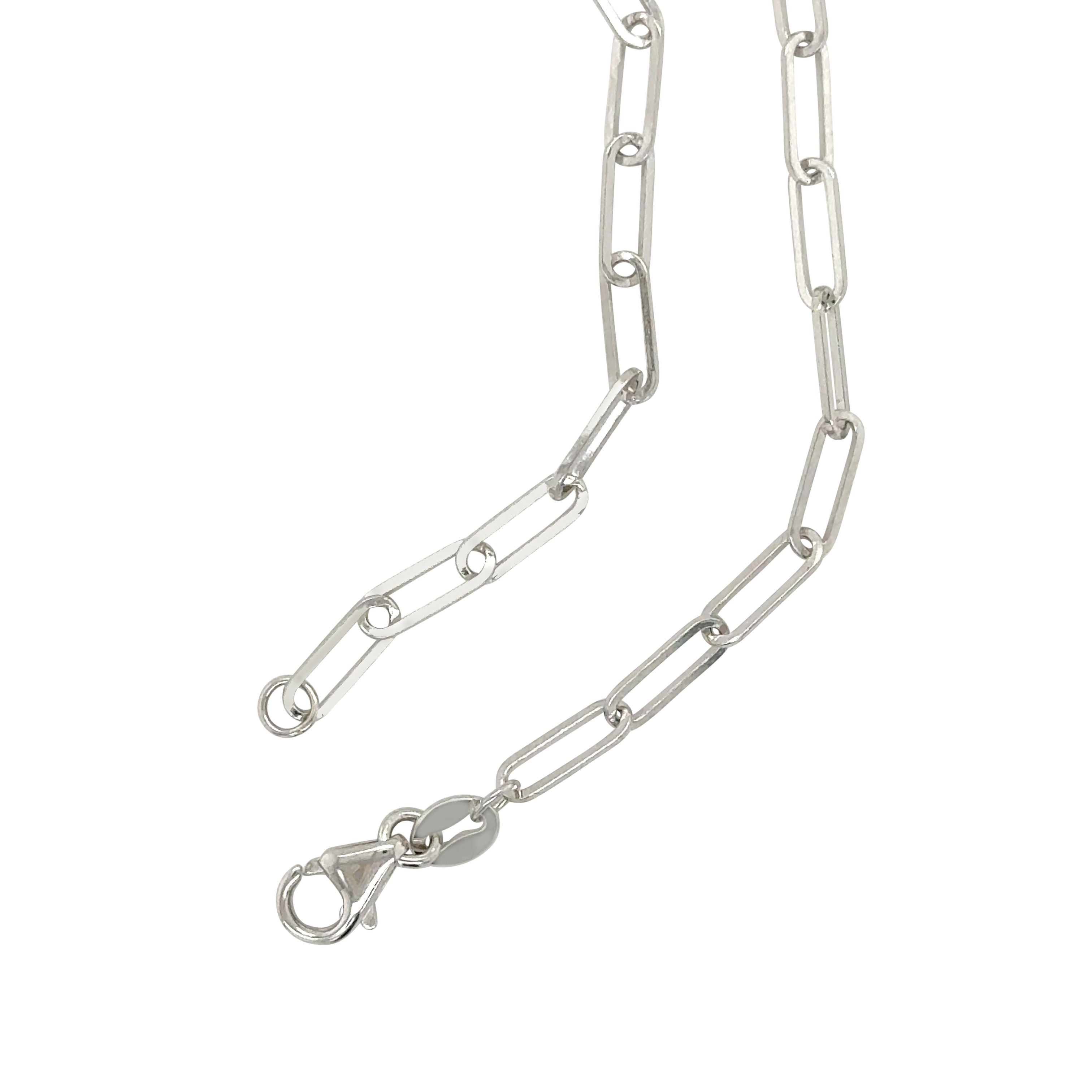 14K Real White Gold Thin Paperclip Necklace Chain Women