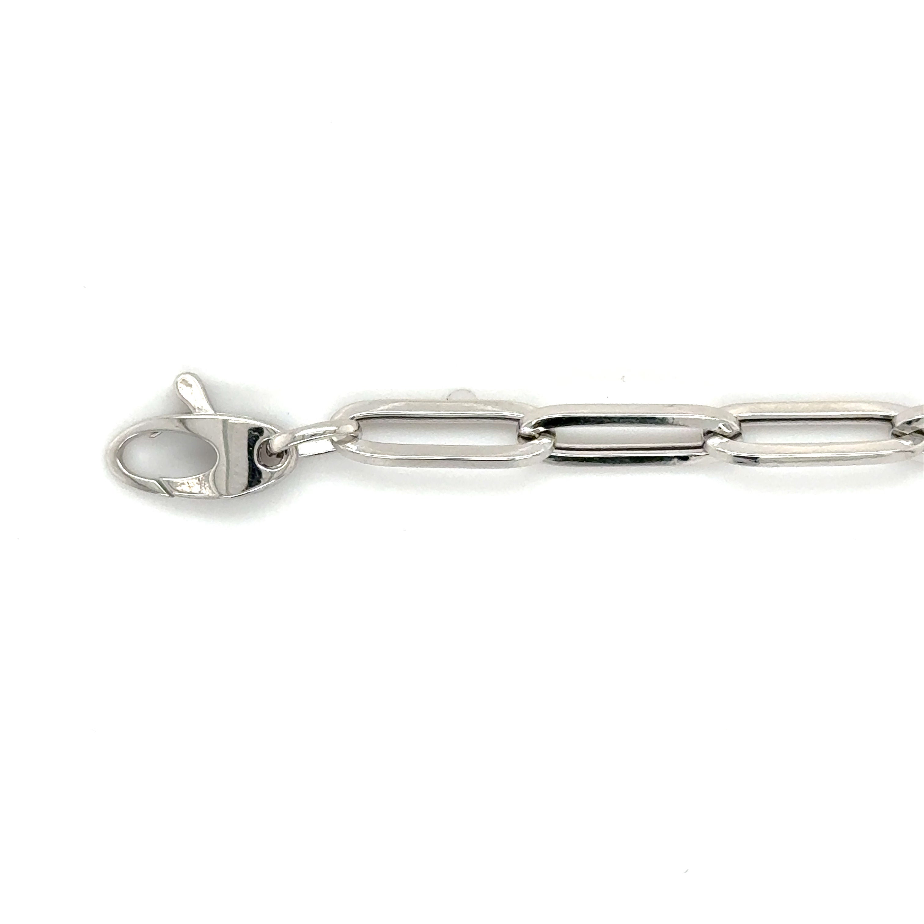 14K White Gold Paperclip necklace 4 mm thick women