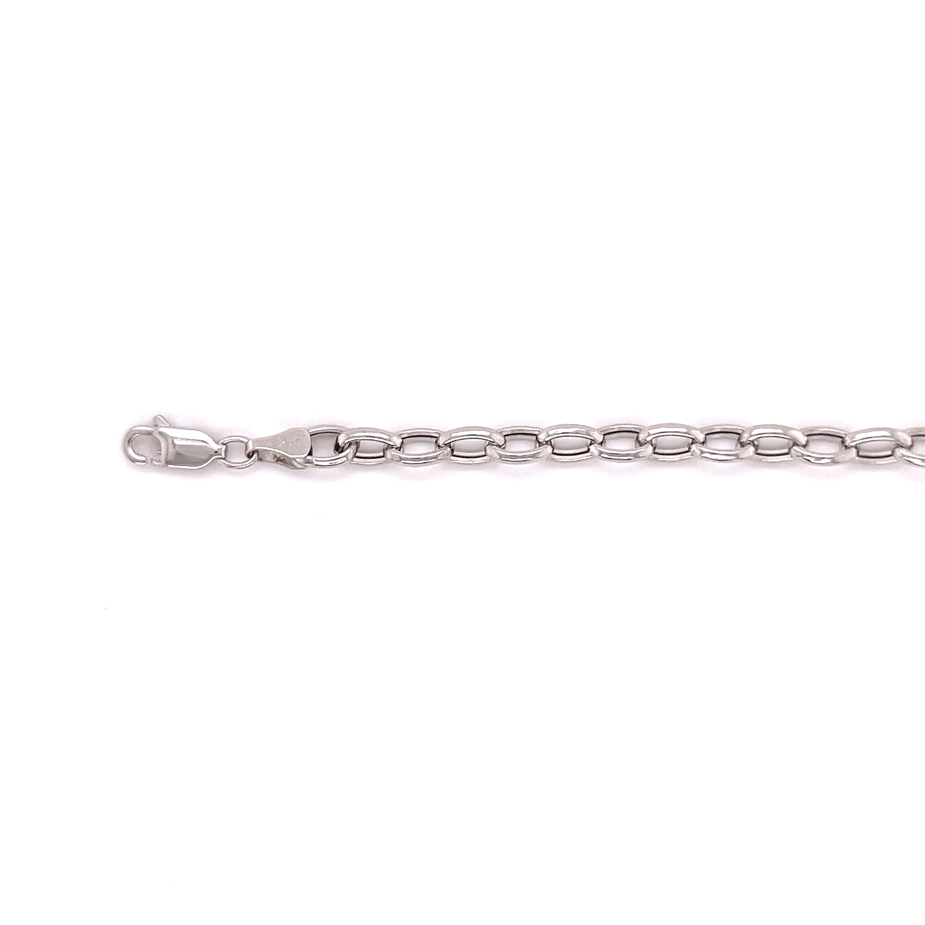 14K White Gold Oval Rolo Link Necklace