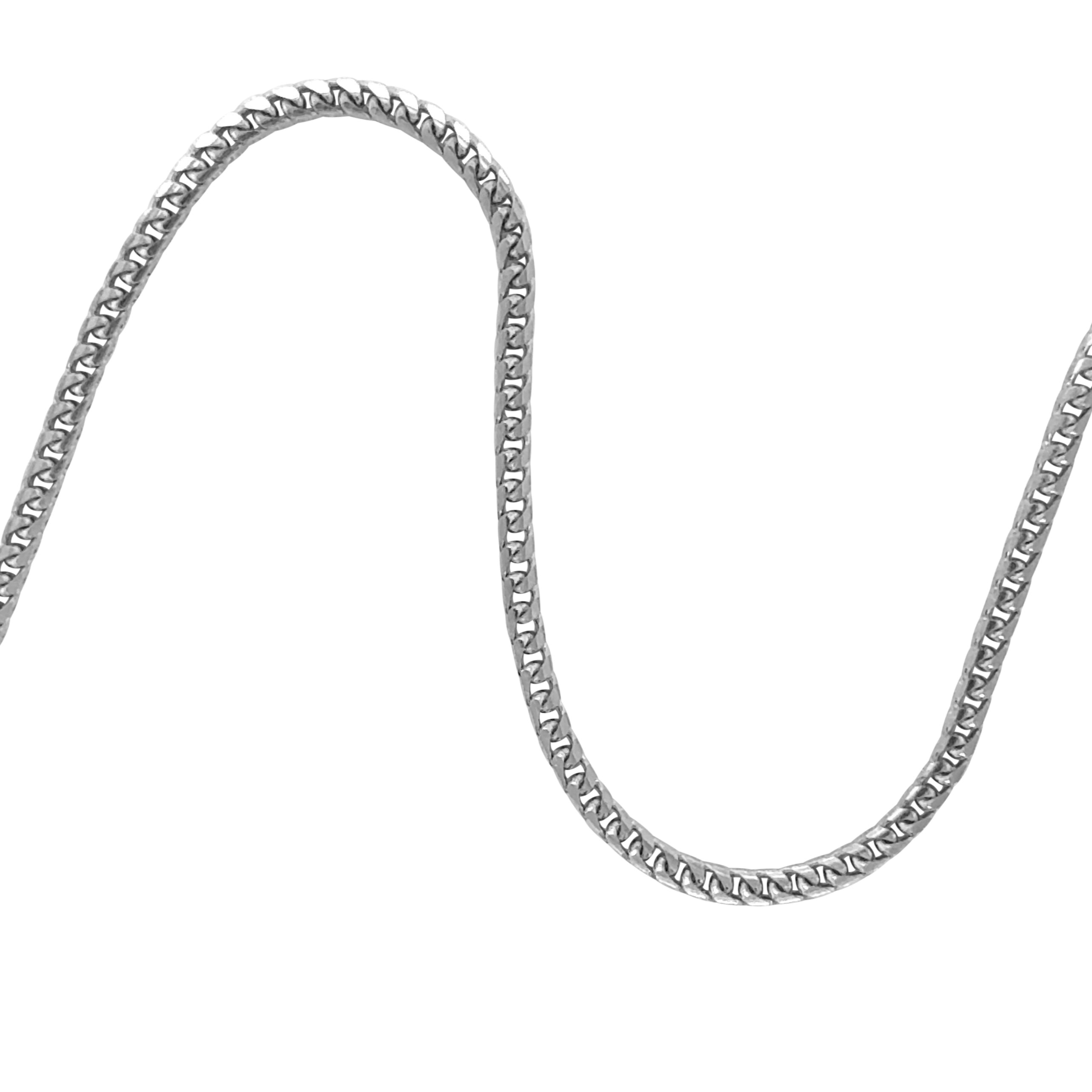 14K Solid White Gold Thin Franco Necklace
