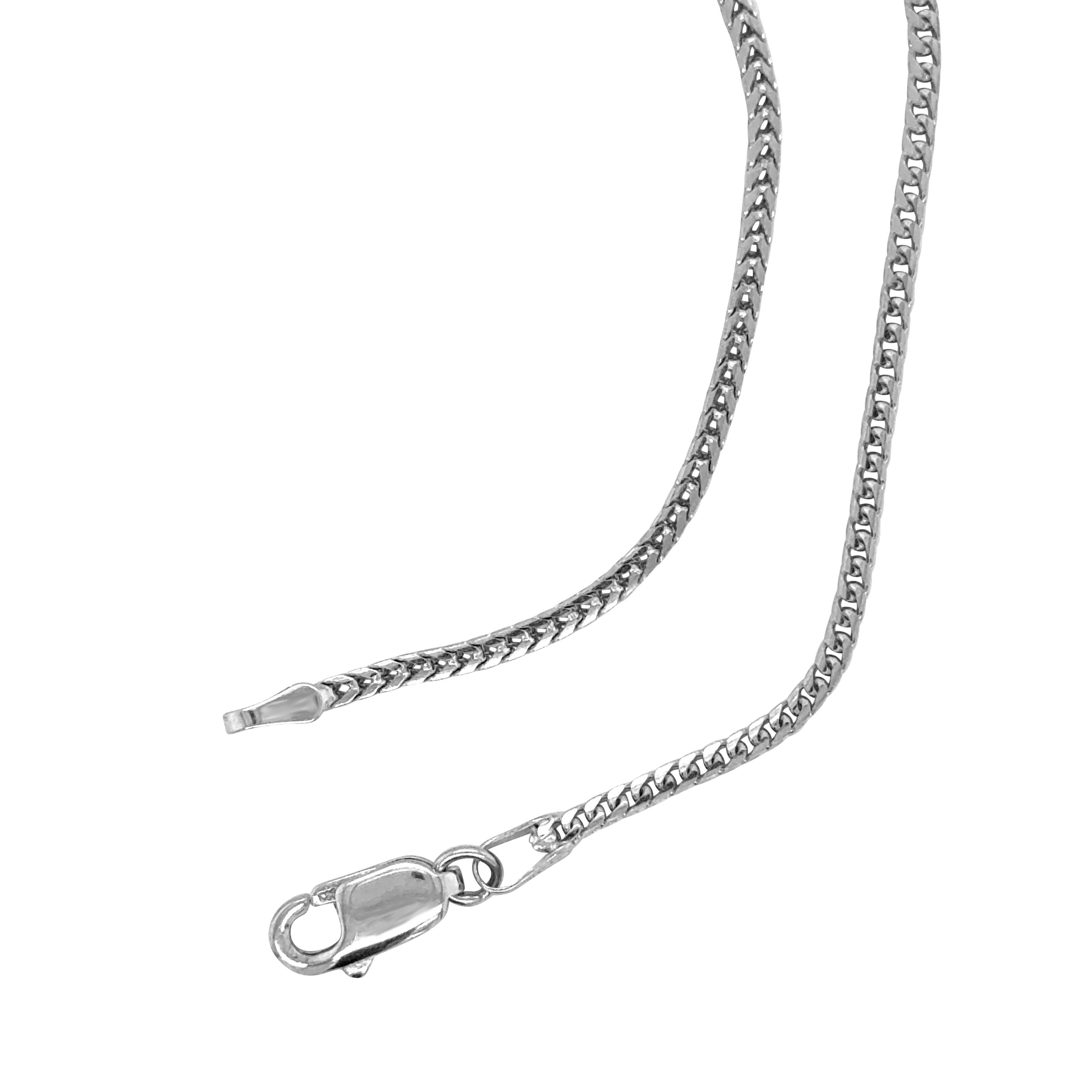 14K Solid White Gold Thin Franco Necklace
