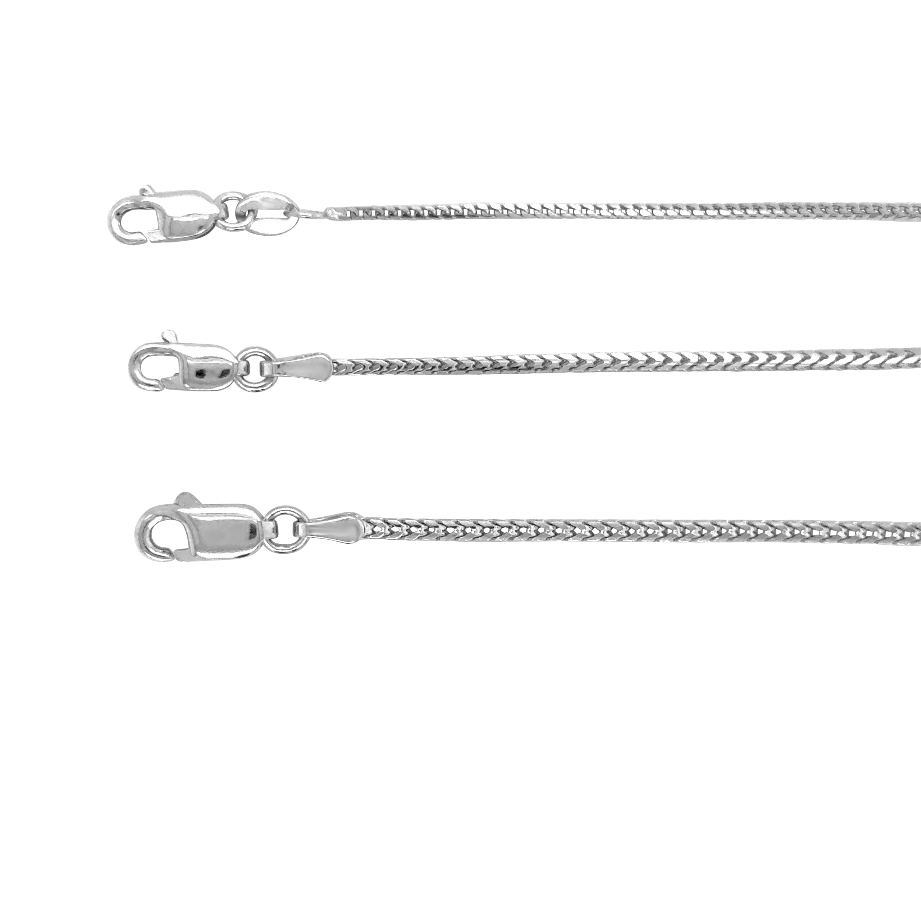 14K Solid White Gold Thin Franco Necklace
