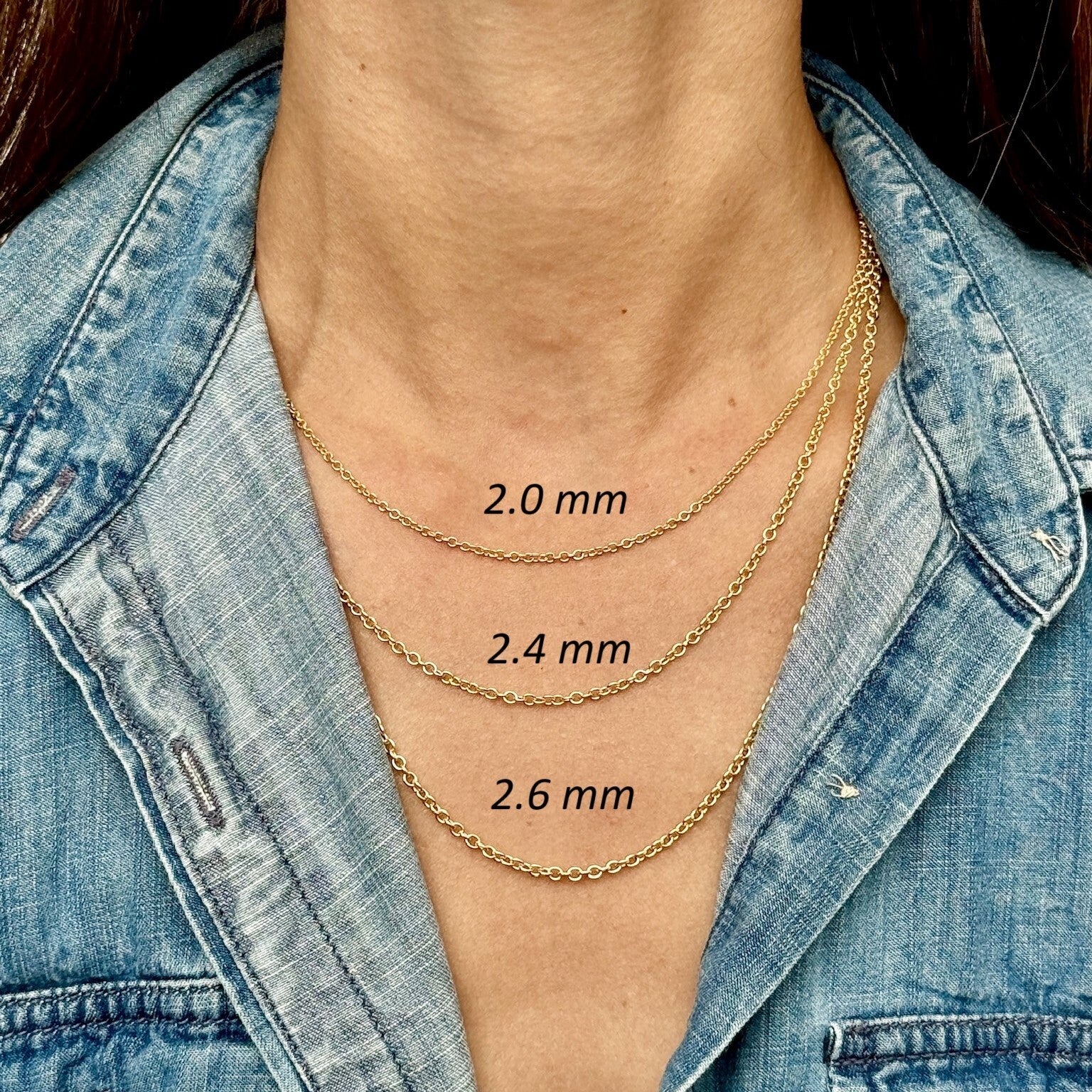 14K Gold Round Cable Link Necklace