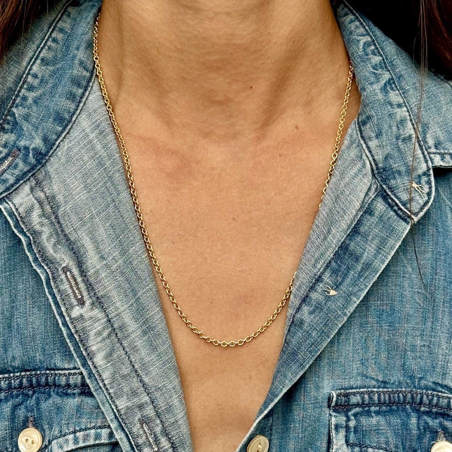 14K Gold Round Cable Link Necklace