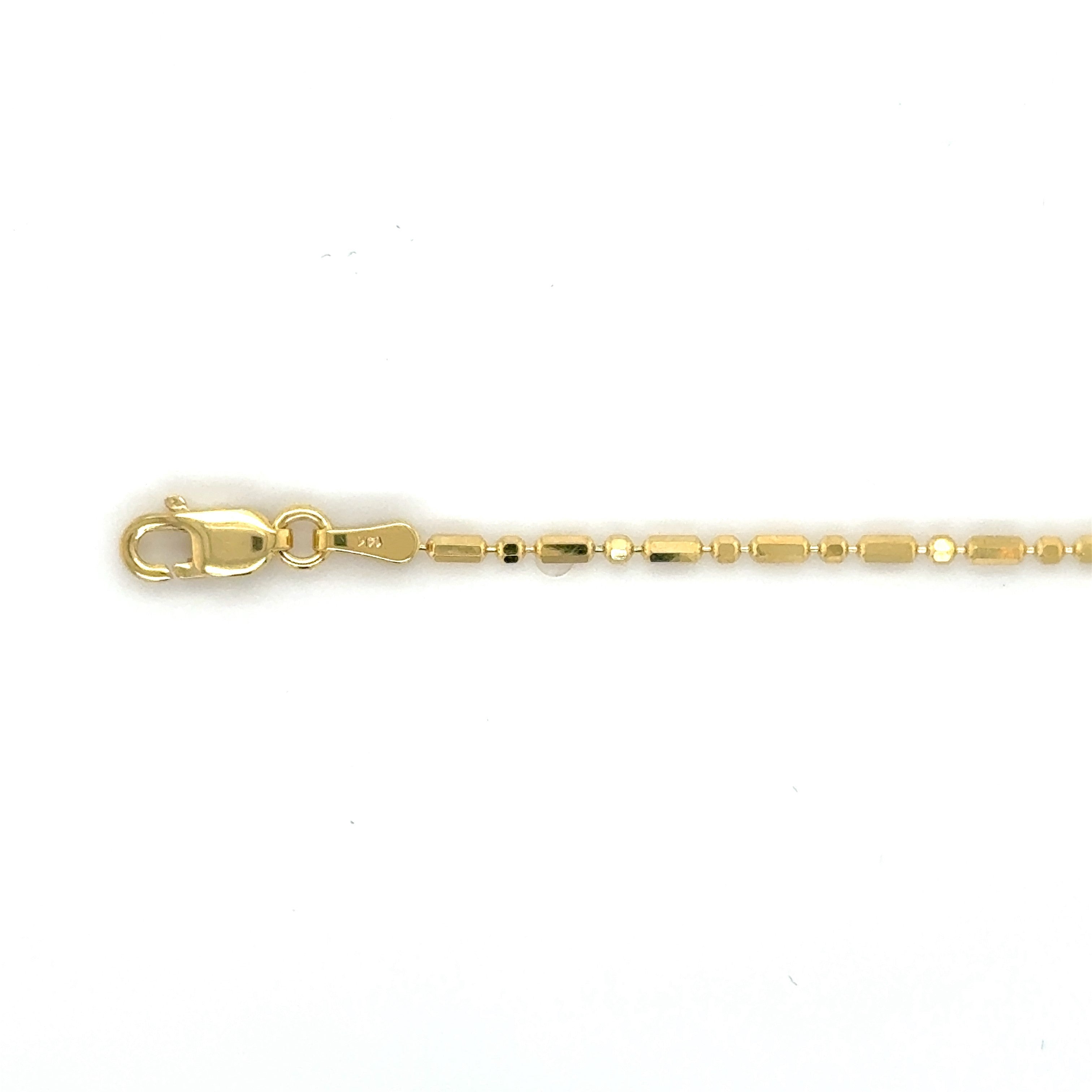 14K SOLID YELLOW GOLD BAR AND BEAD NECKLACE CHAIN WOMEN