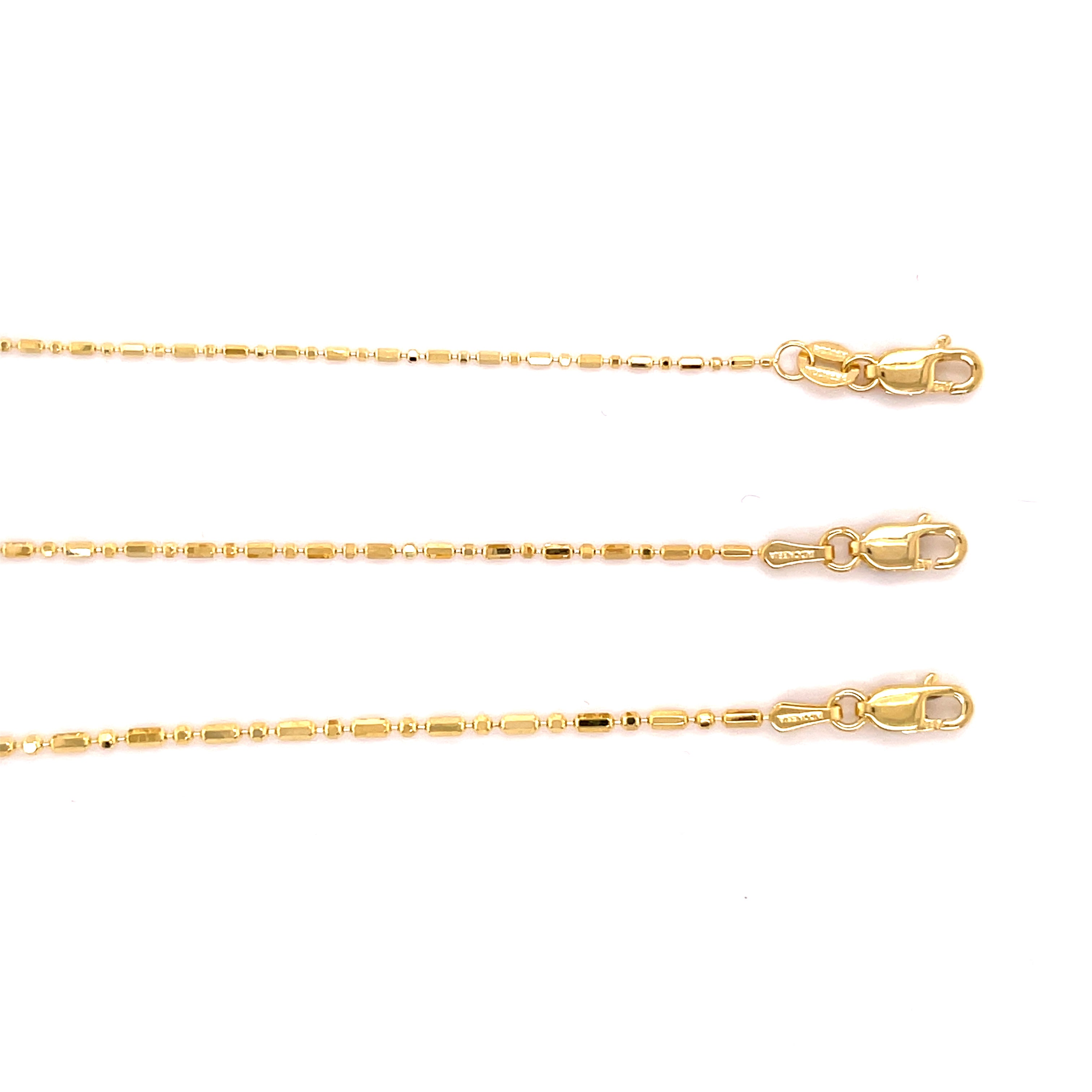 14K SOLID YELLOW GOLD BAR AND BEAD NECKLACE CHAIN WOMEN