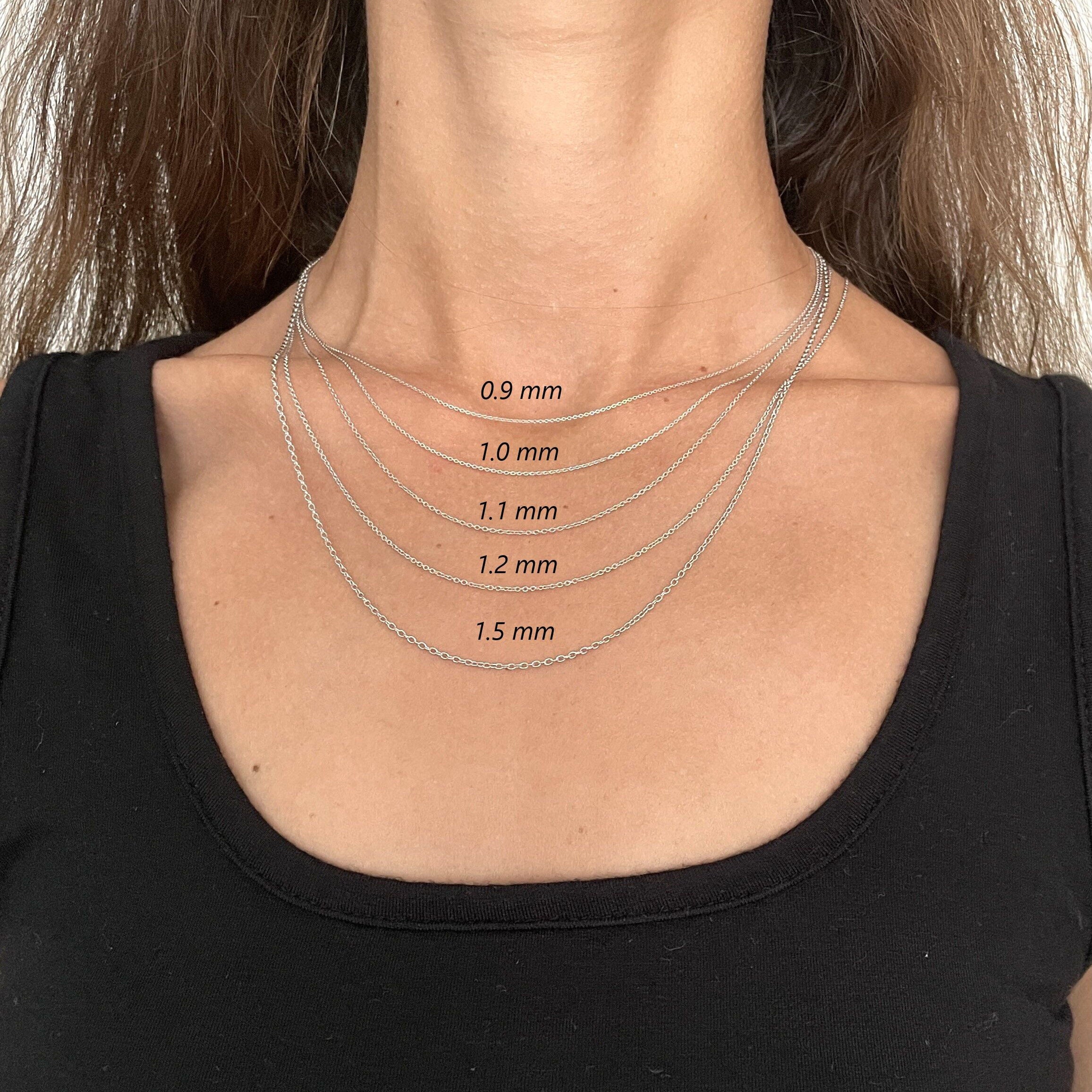 14K White Gold Thin Oval Cable Necklace