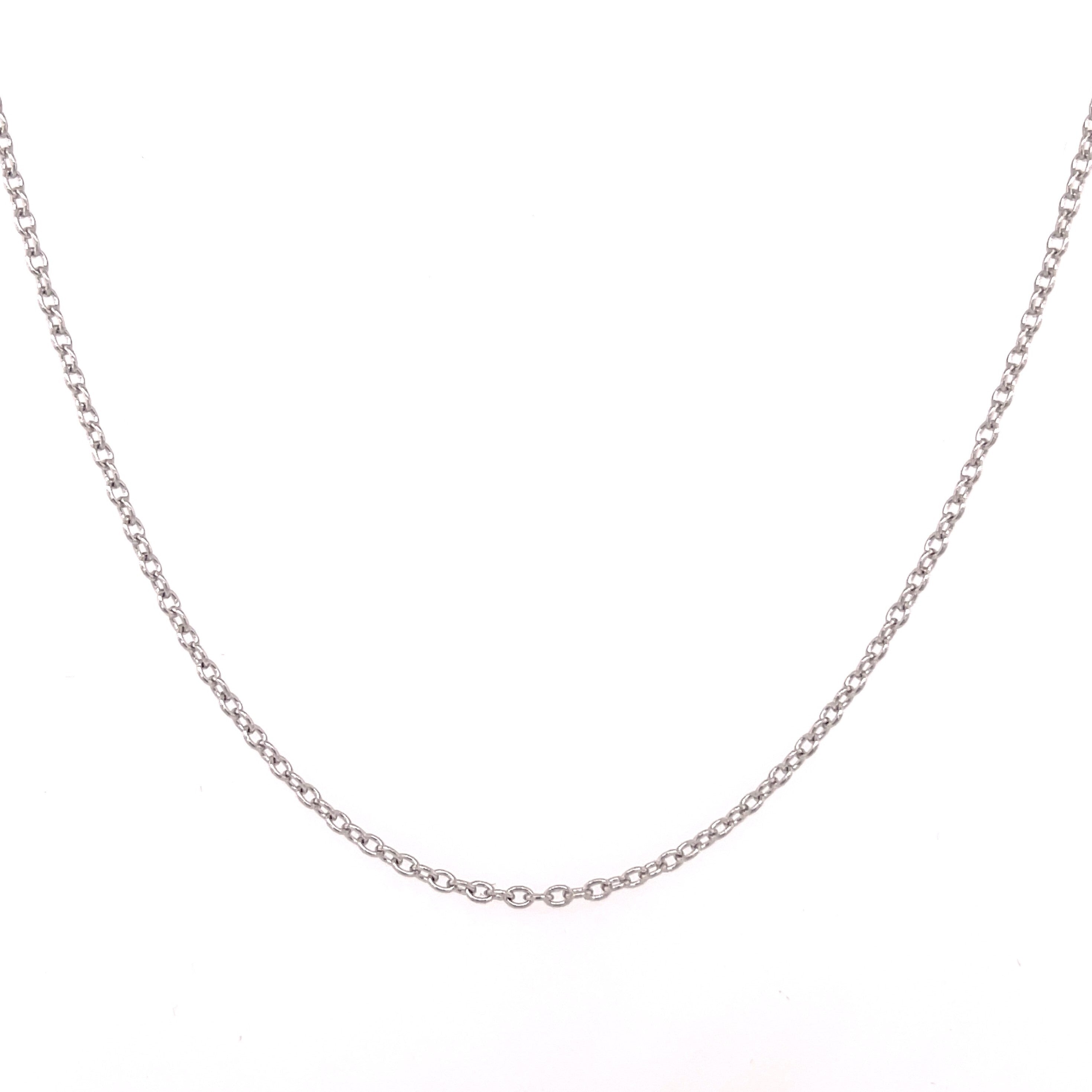 14K White Gold Thin Oval Cable Necklace