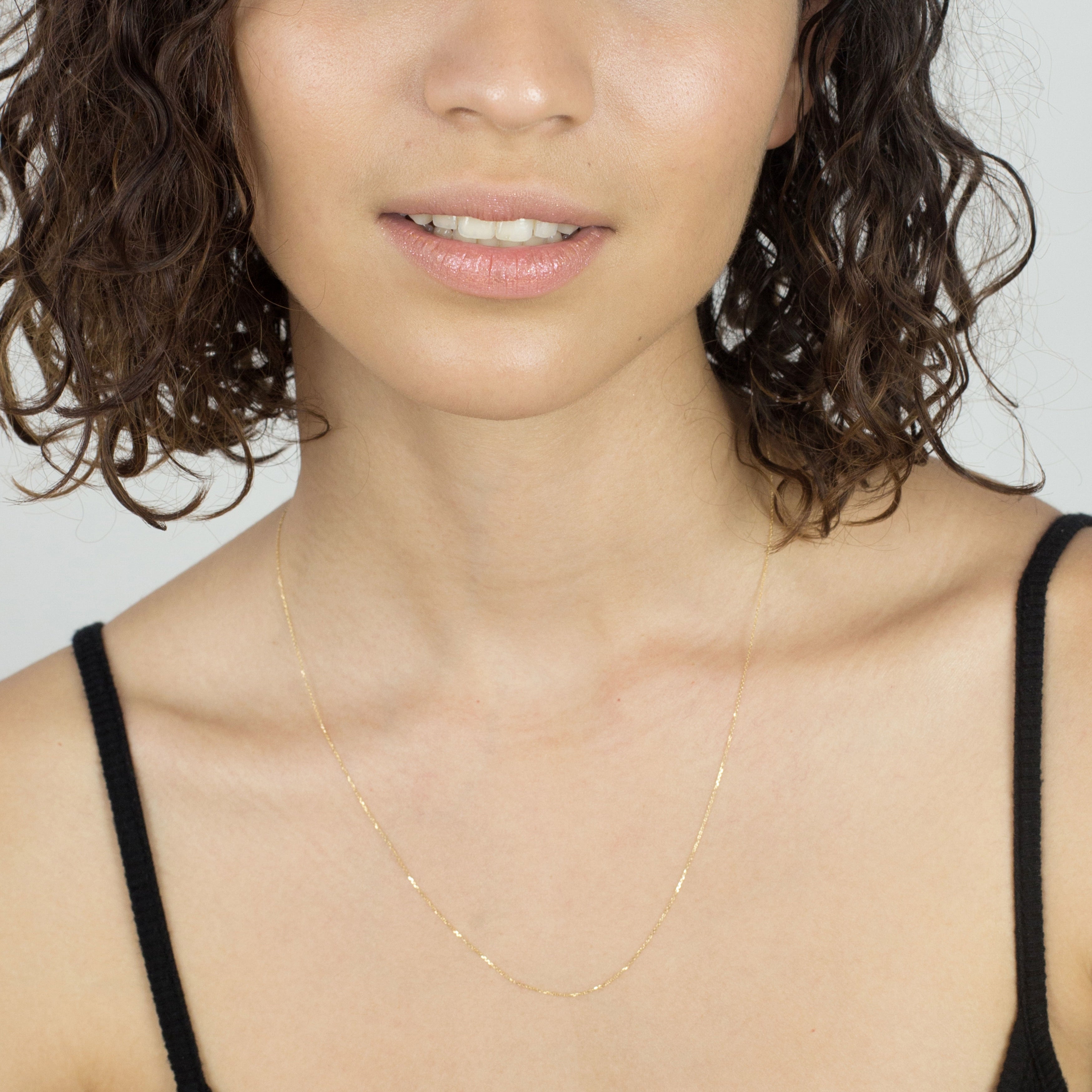14K Gold Dainty Diamond Cut Cable Link Necklace