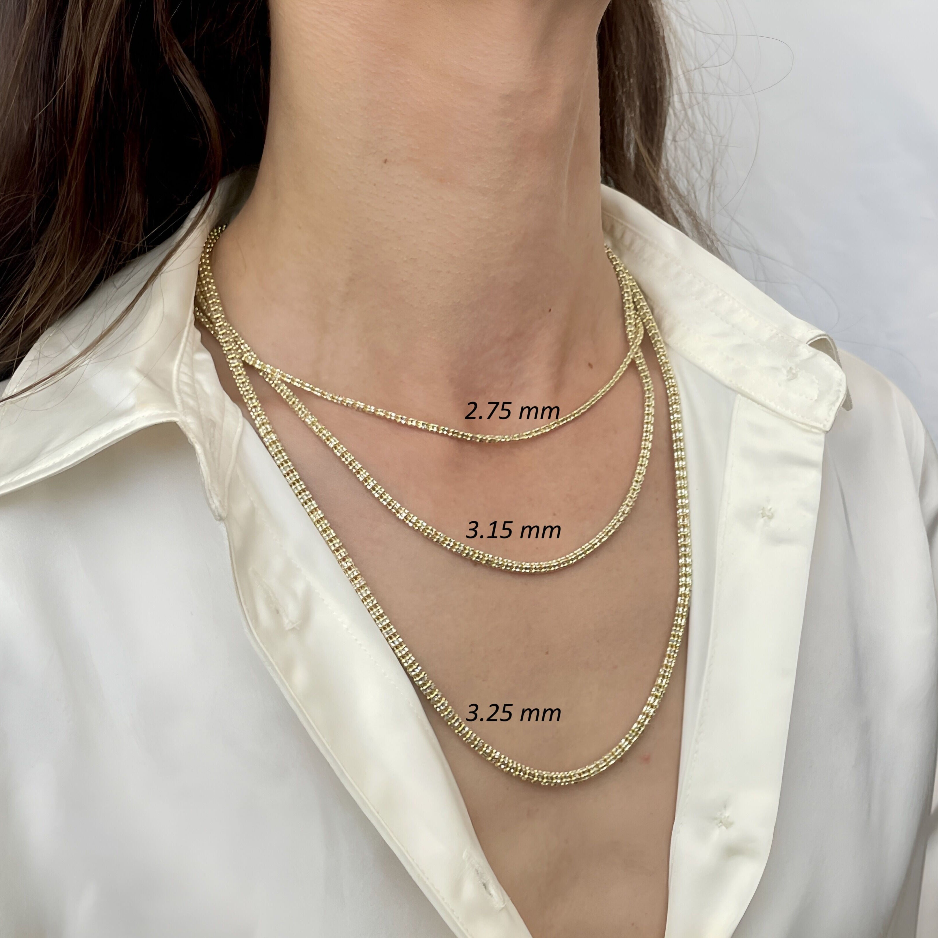 14K Two Tone Gold Ice Shimmer Necklace