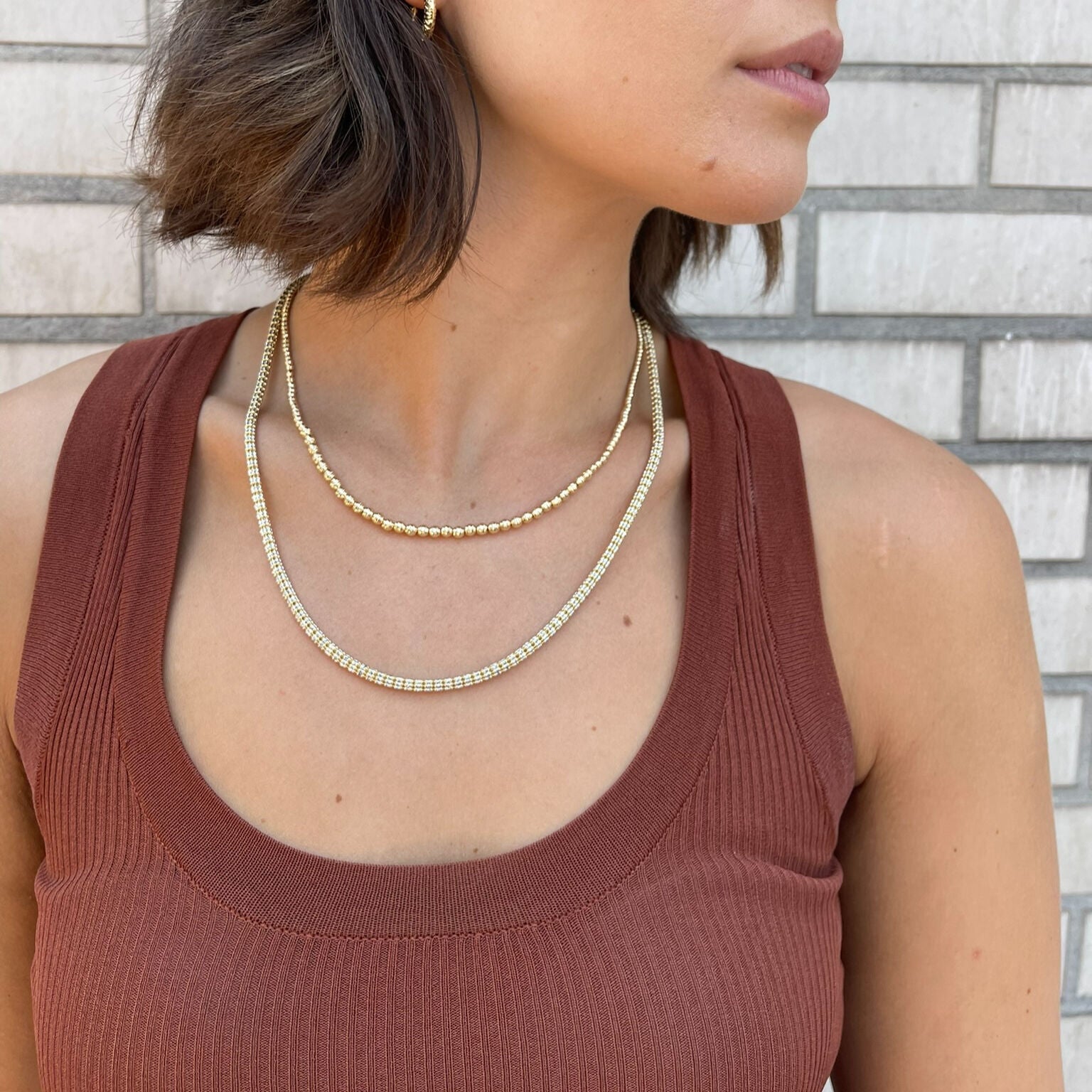 14K Two Tone Gold Ice Shimmer Necklace