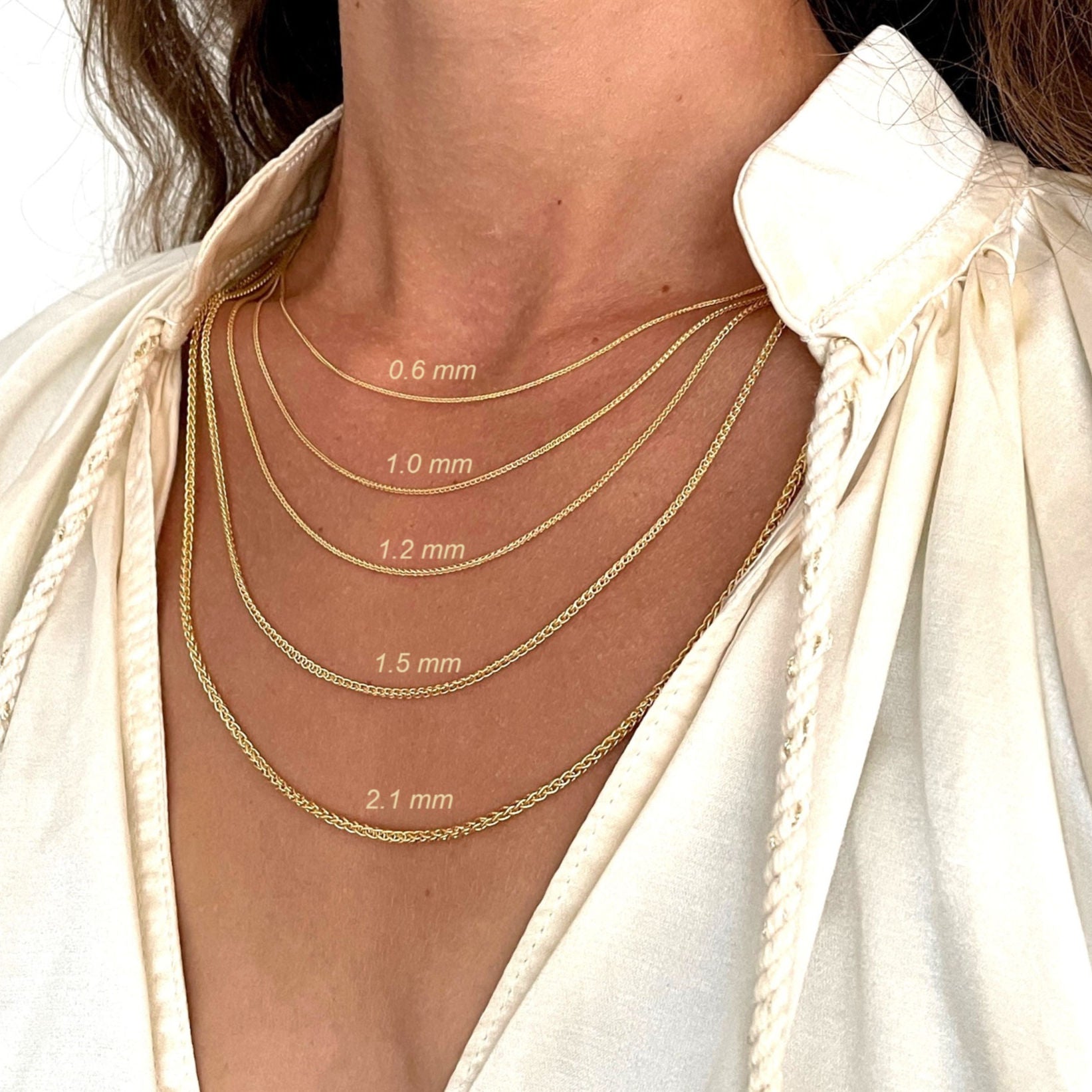 14k yellow gold wheat necklace