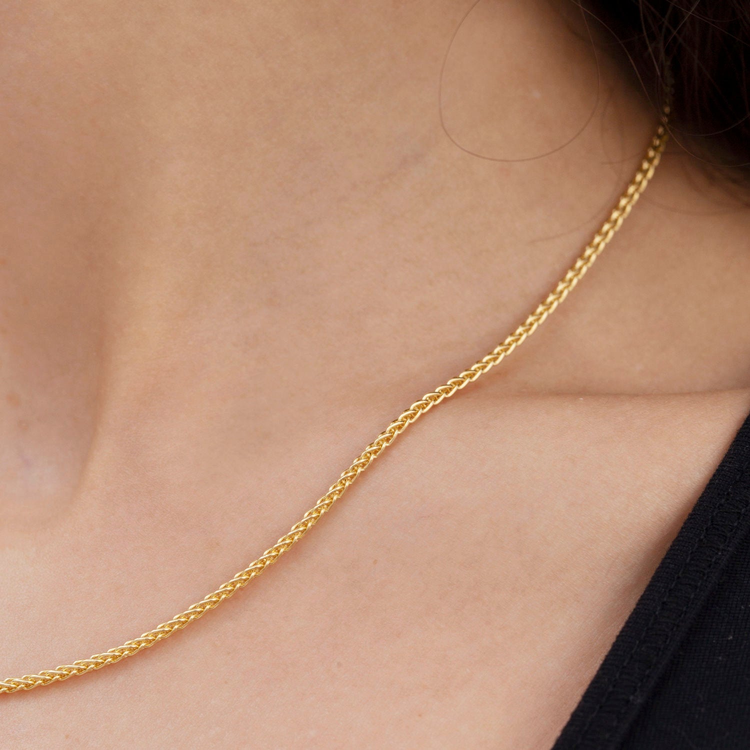 14k yellow gold wheat necklace