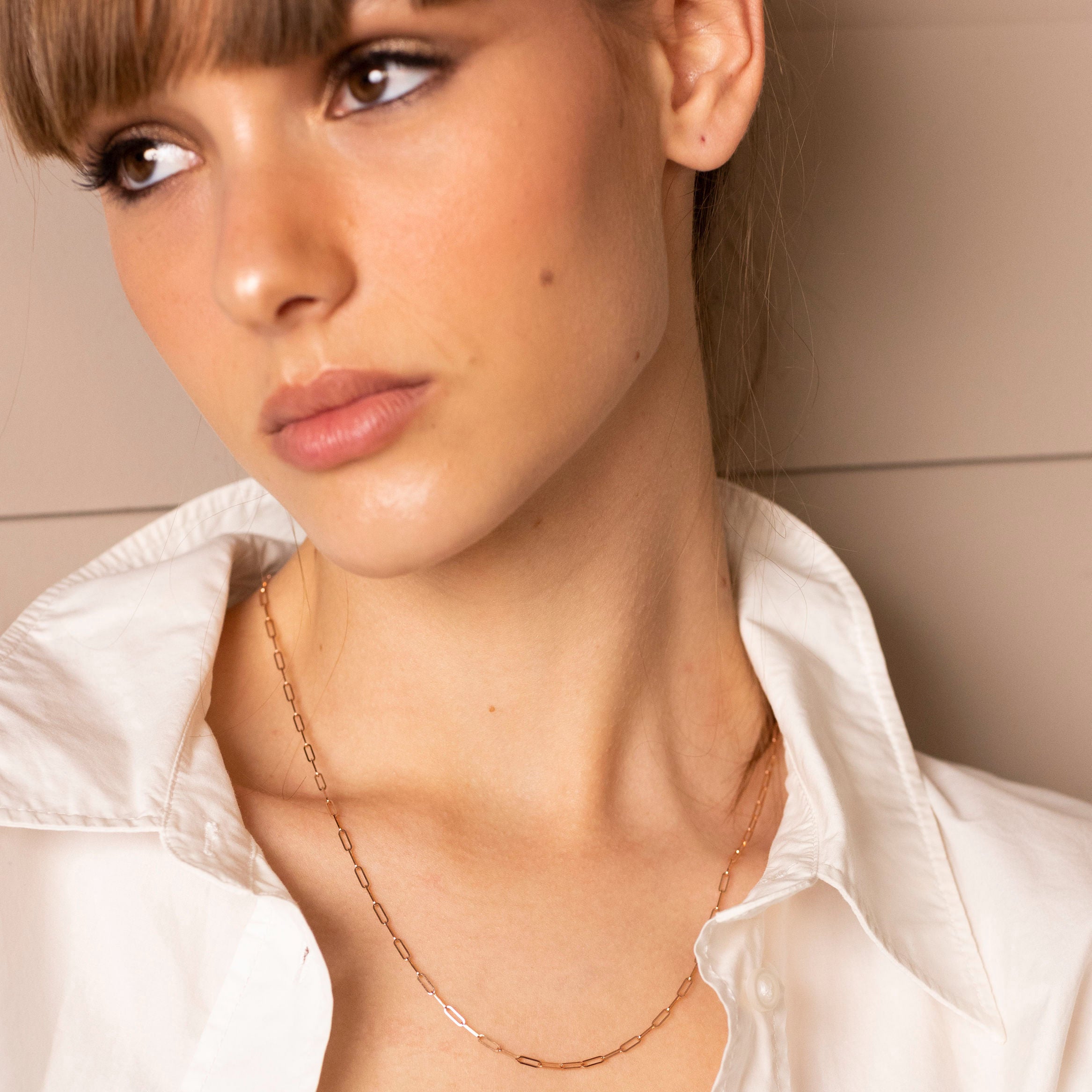 14K Rose Gold Paperclip Necklace
