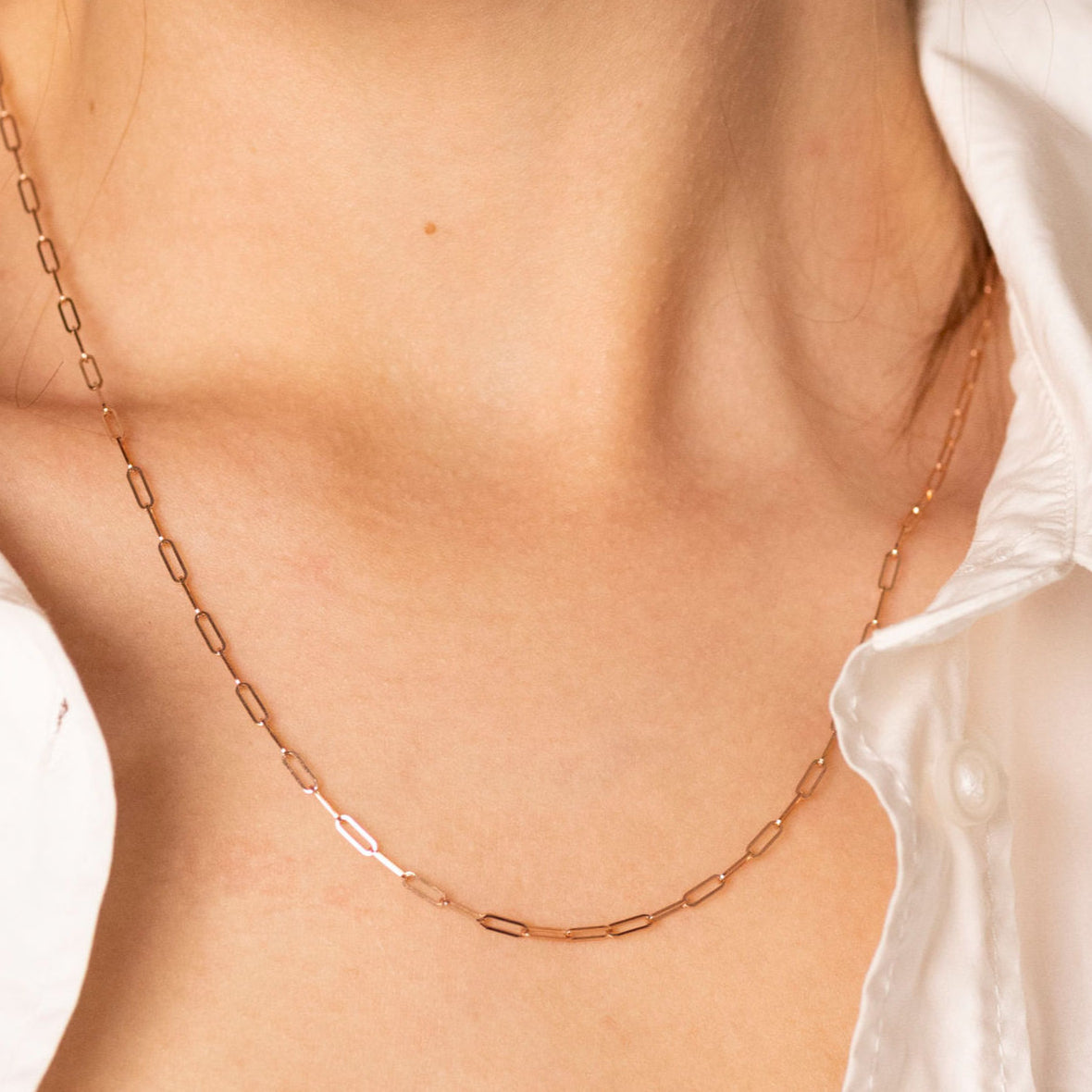 14K Rose Gold Paperclip Necklace