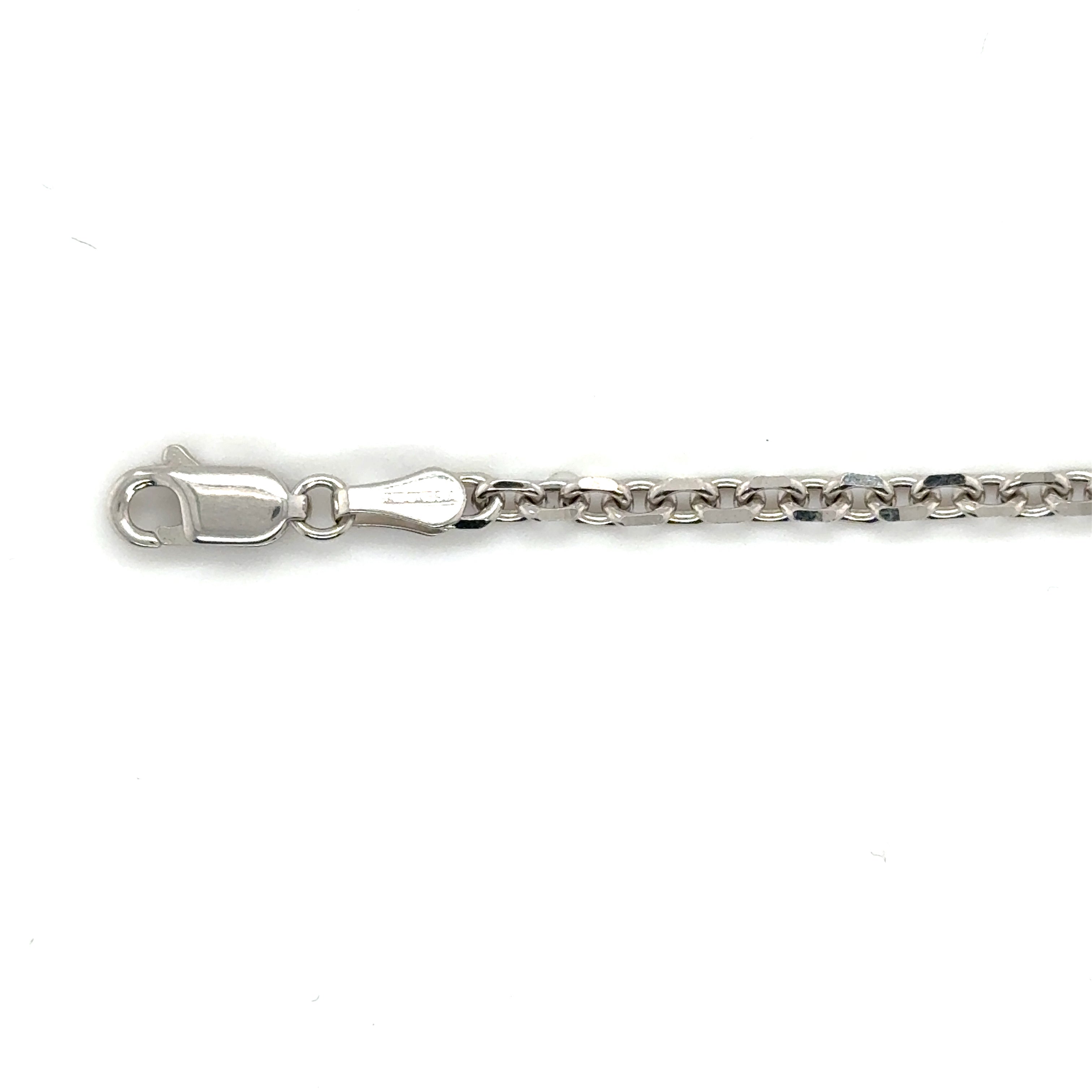 14K Solid White Gold Diamond Cut Cable Link Necklace Chain