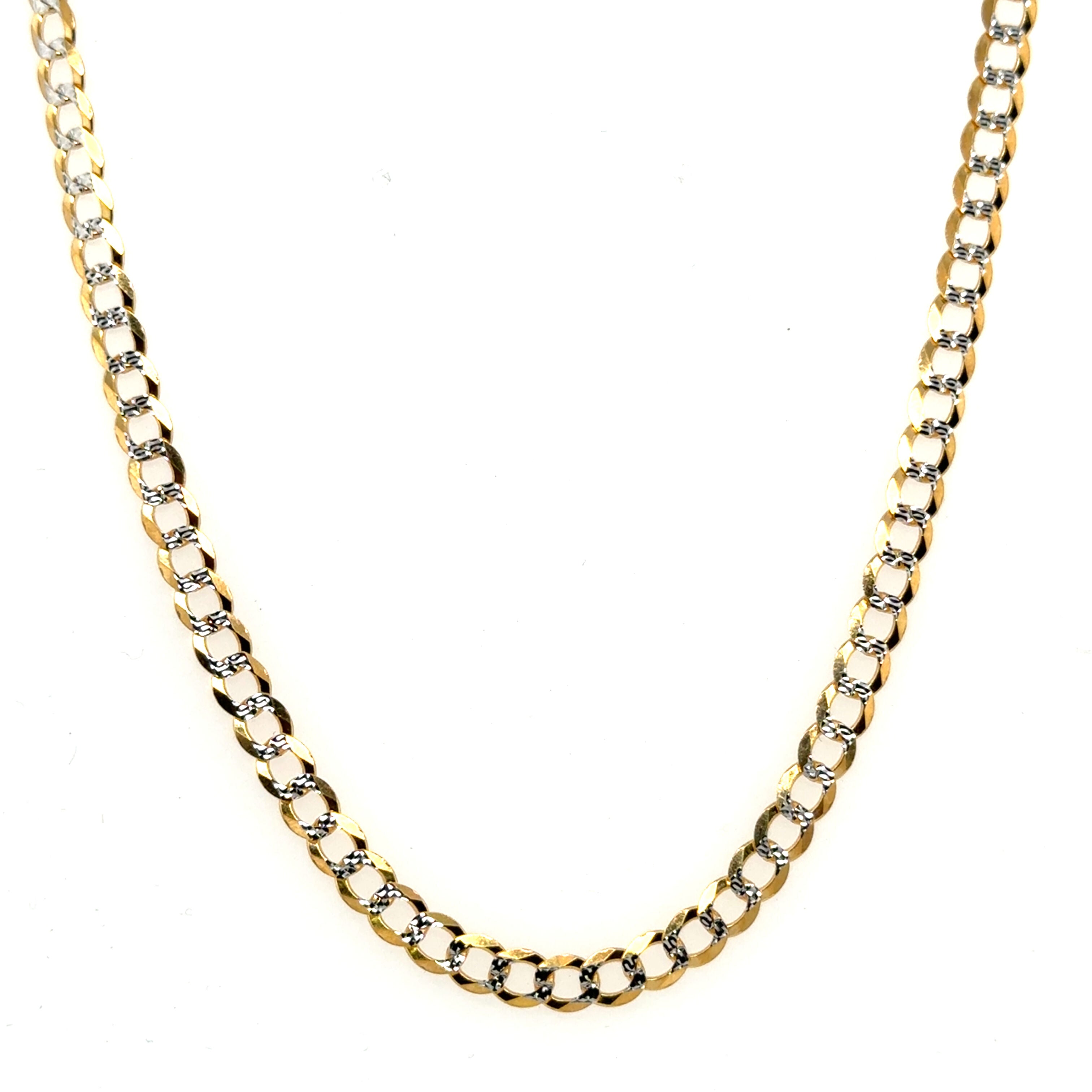 14K Gold Two Tone Pave Curb Necklace