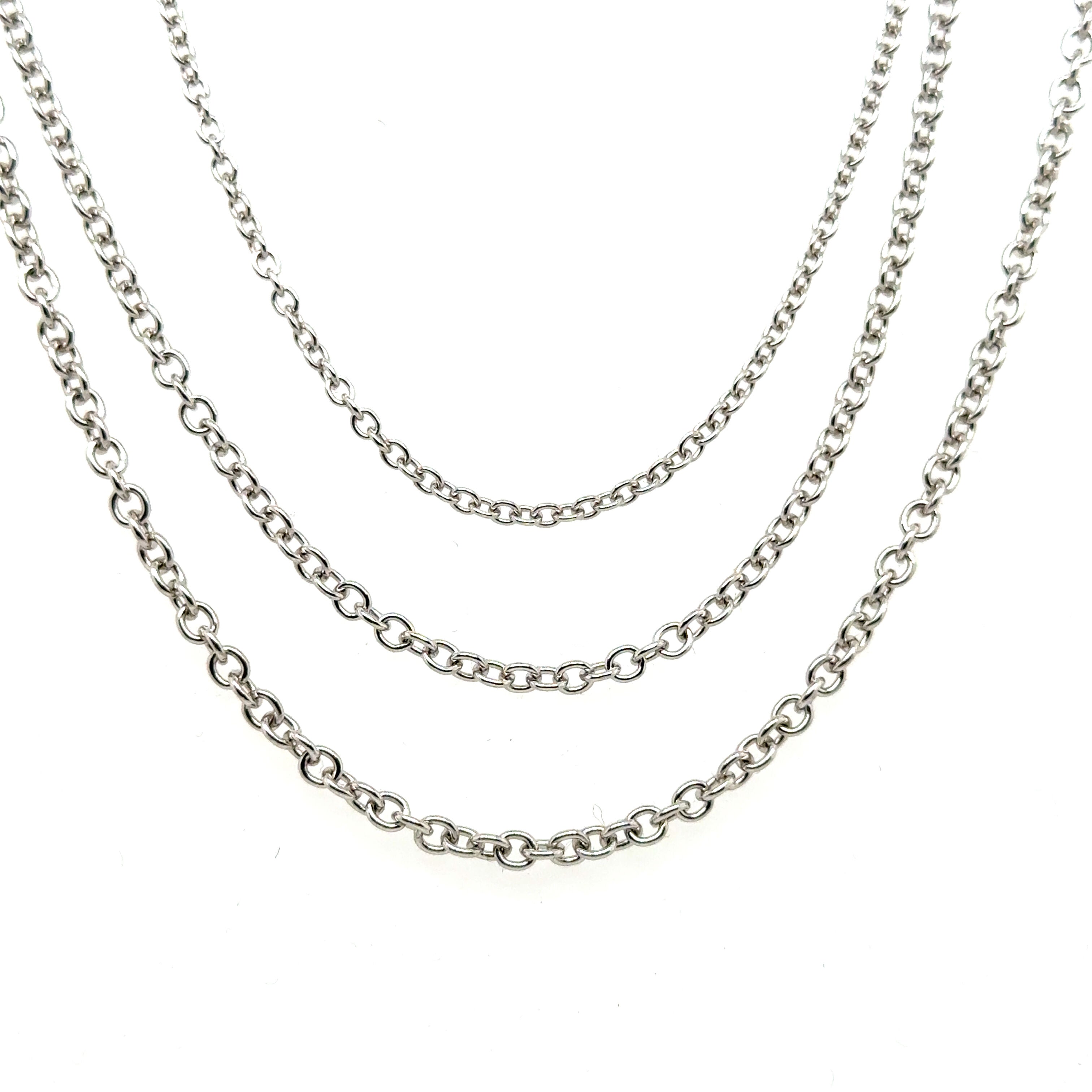 14K White Gold Round Cable Link Necklace