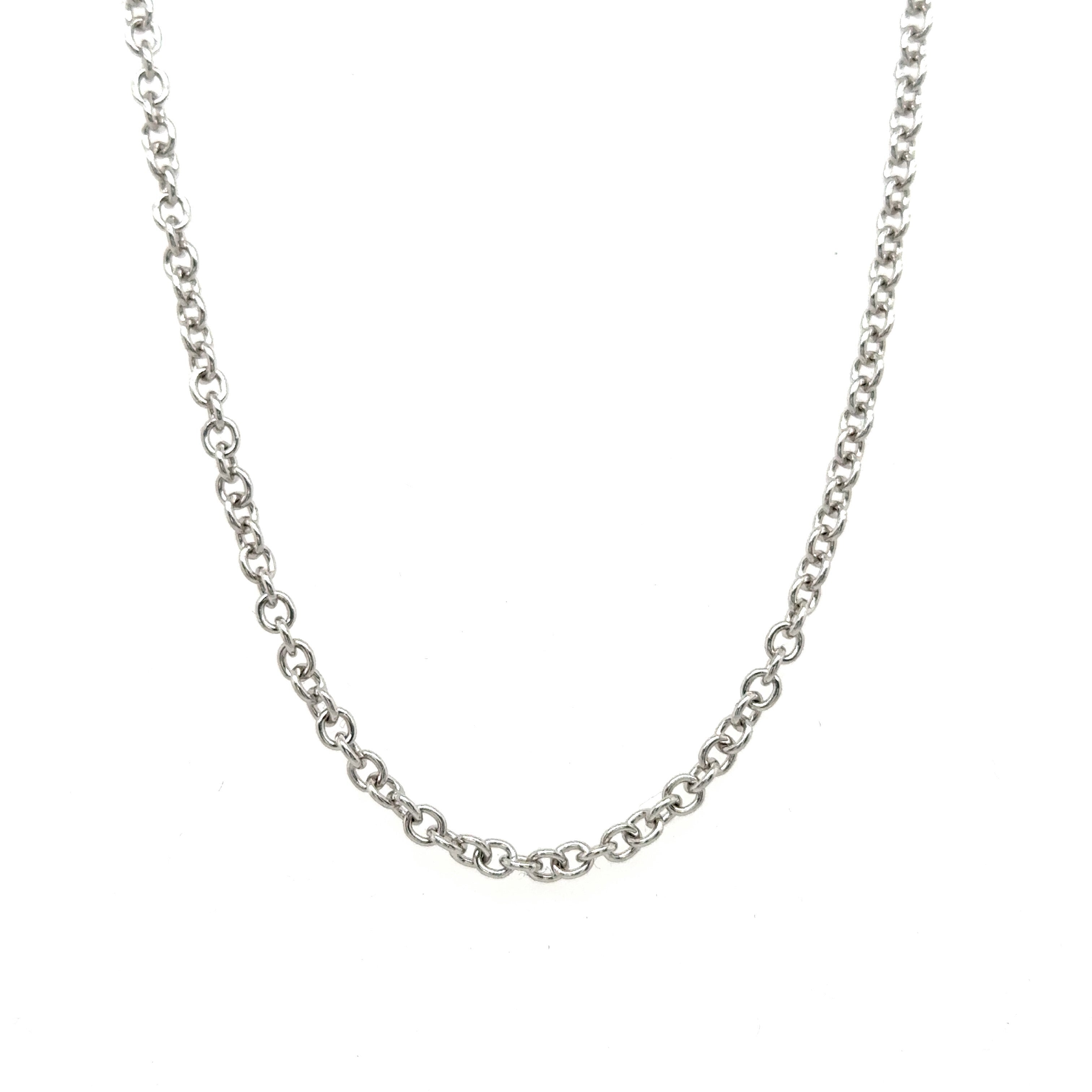 14K White Gold Round Cable Link Necklace