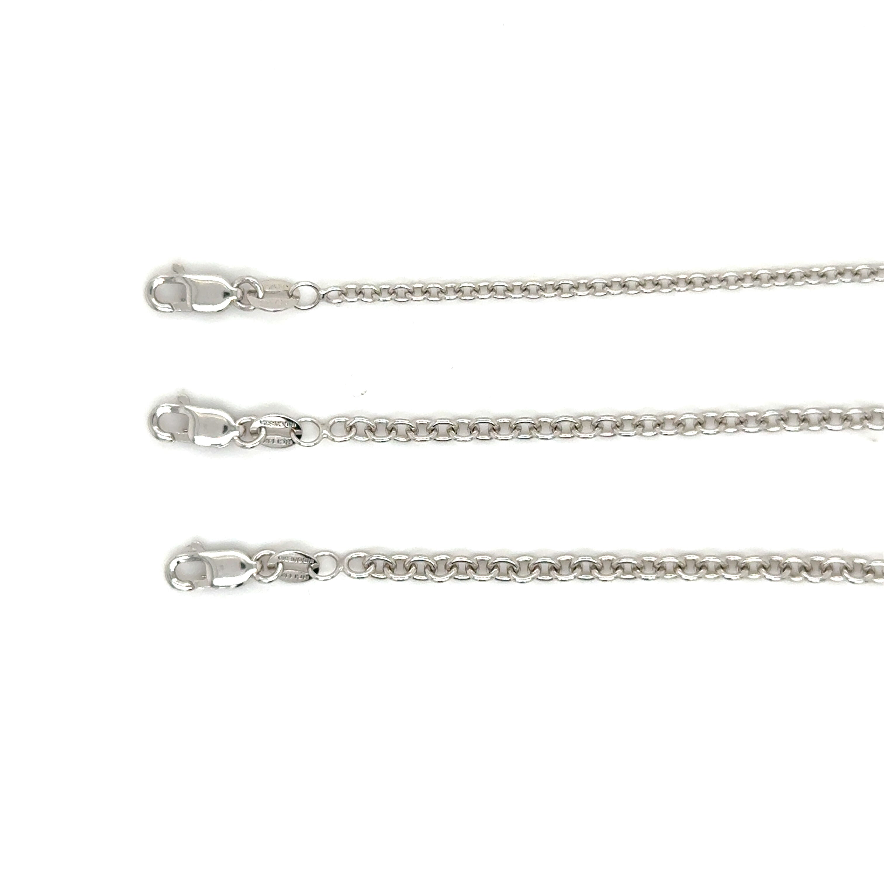 14K White Gold Round Cable Link Necklace