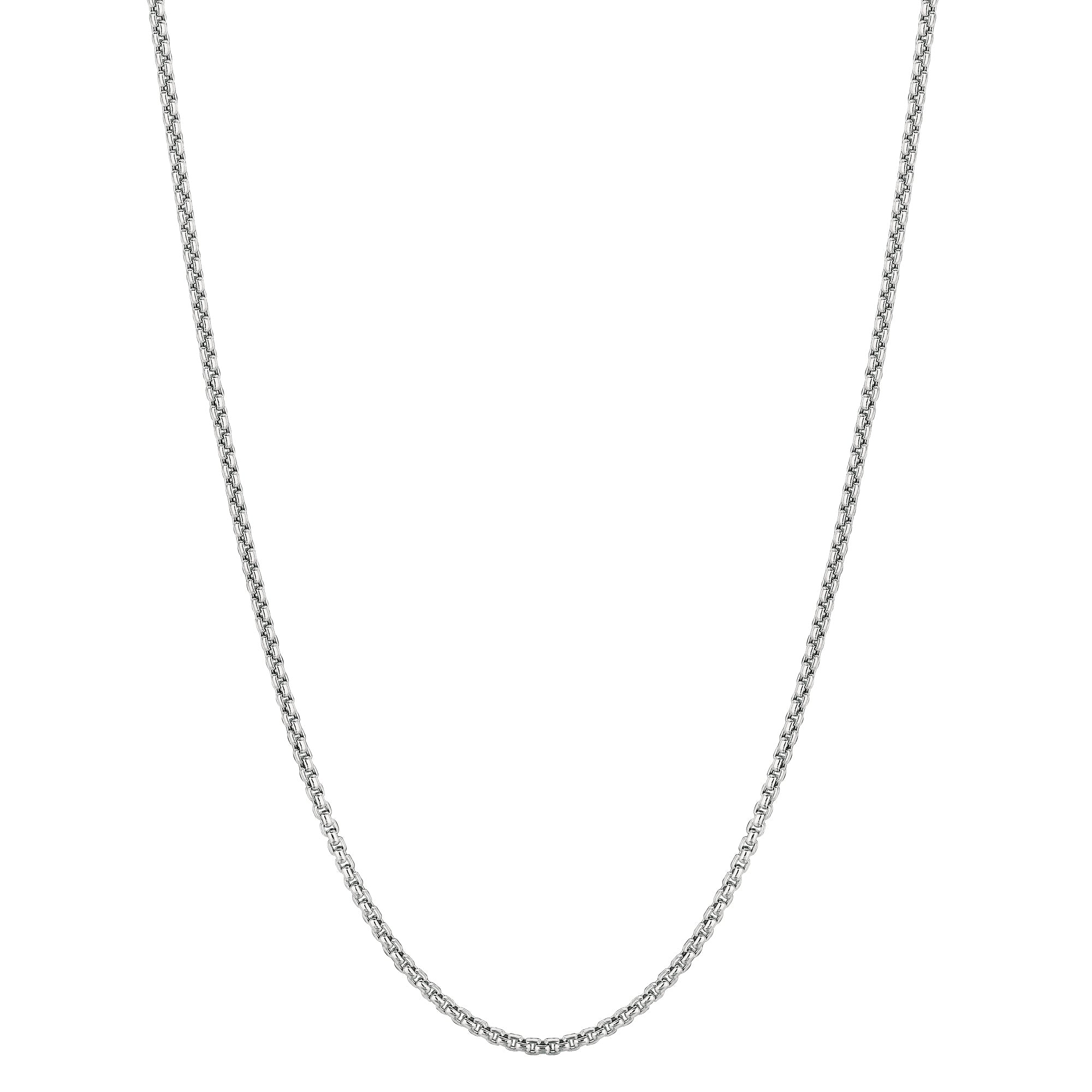 14K White Gold Round Box Necklace