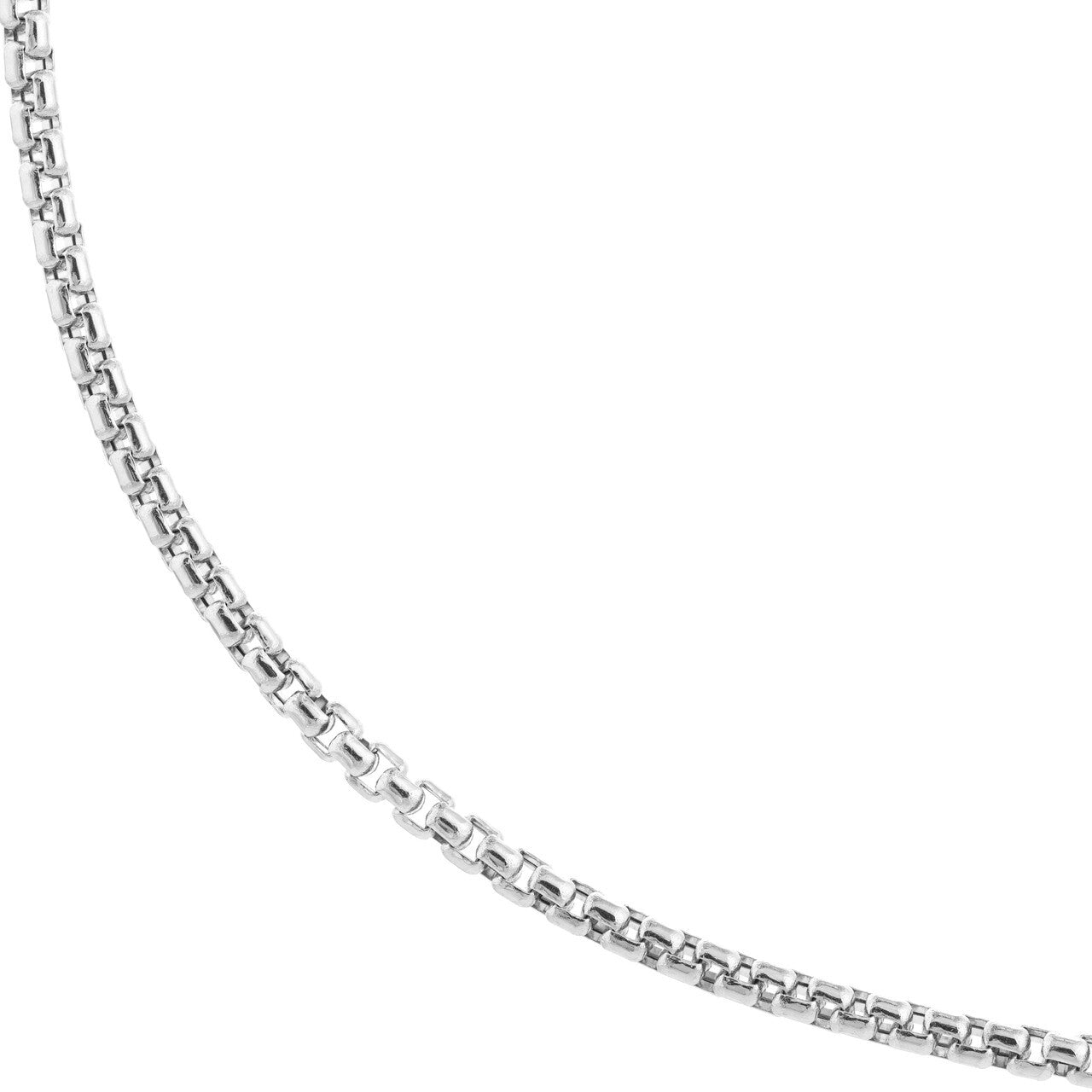 14K White Gold Round Box Necklace