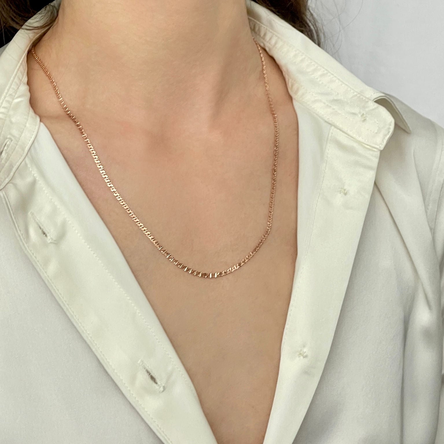 14K Solid Rose Gold Mariner Necklace Chain Women