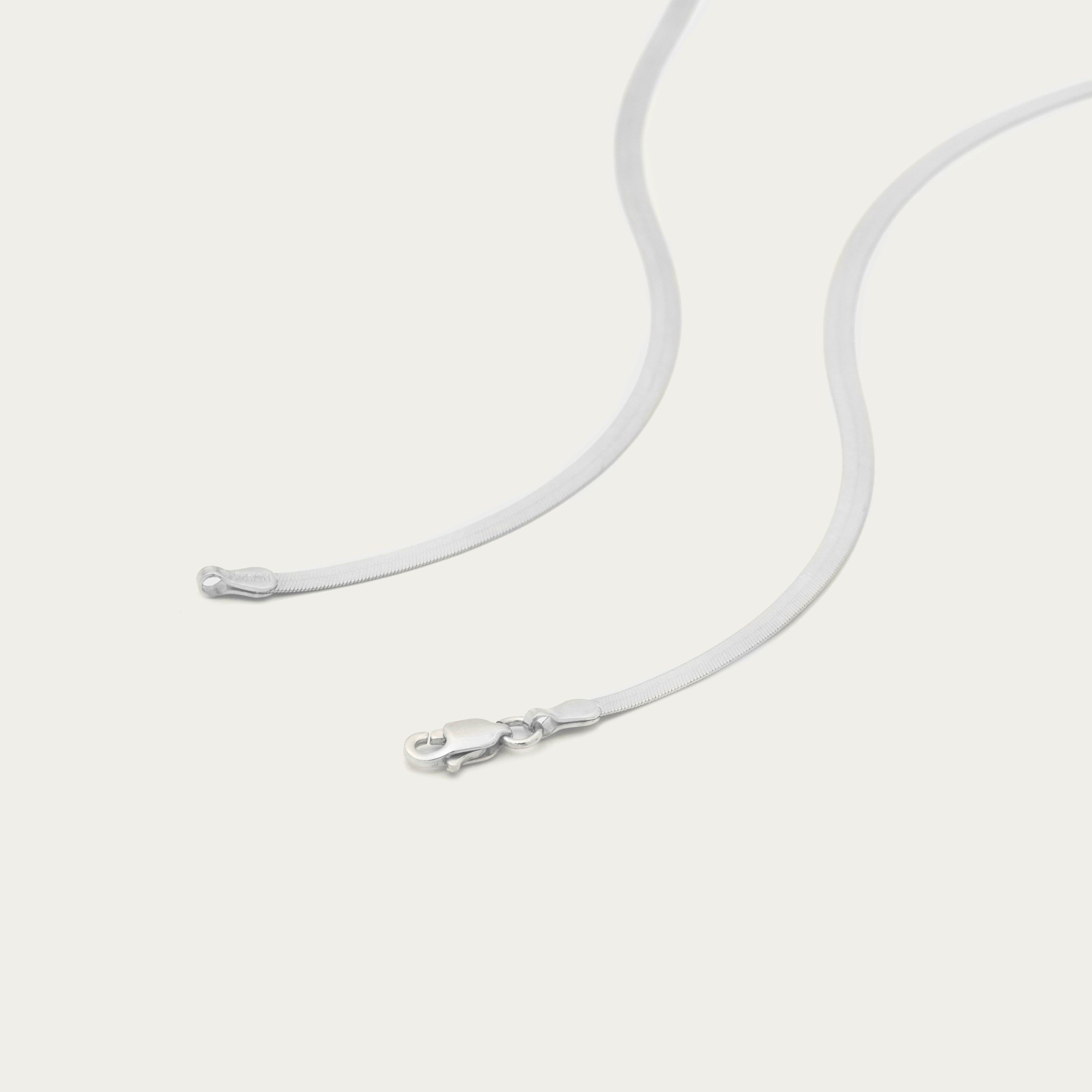 14k white gold herringbone necklace