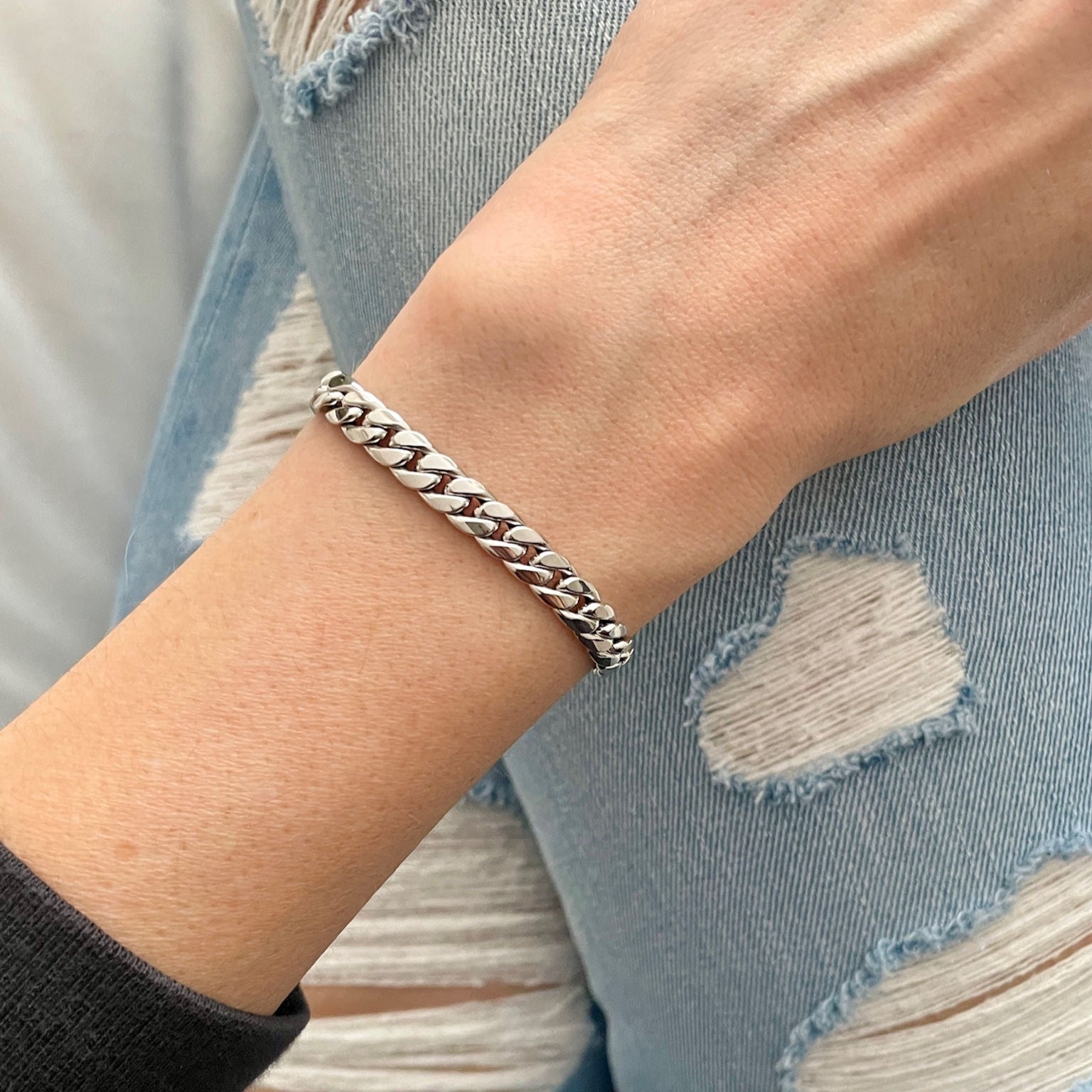 14K WHITE GOLD MIAMI CUBAN BRACELET WOMEN