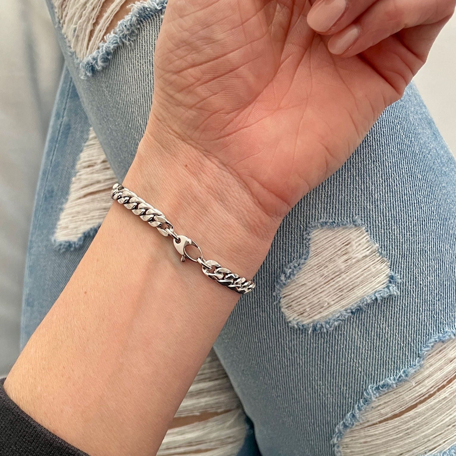 14K WHITE GOLD MIAMI CUBAN BRACELET WOMEN