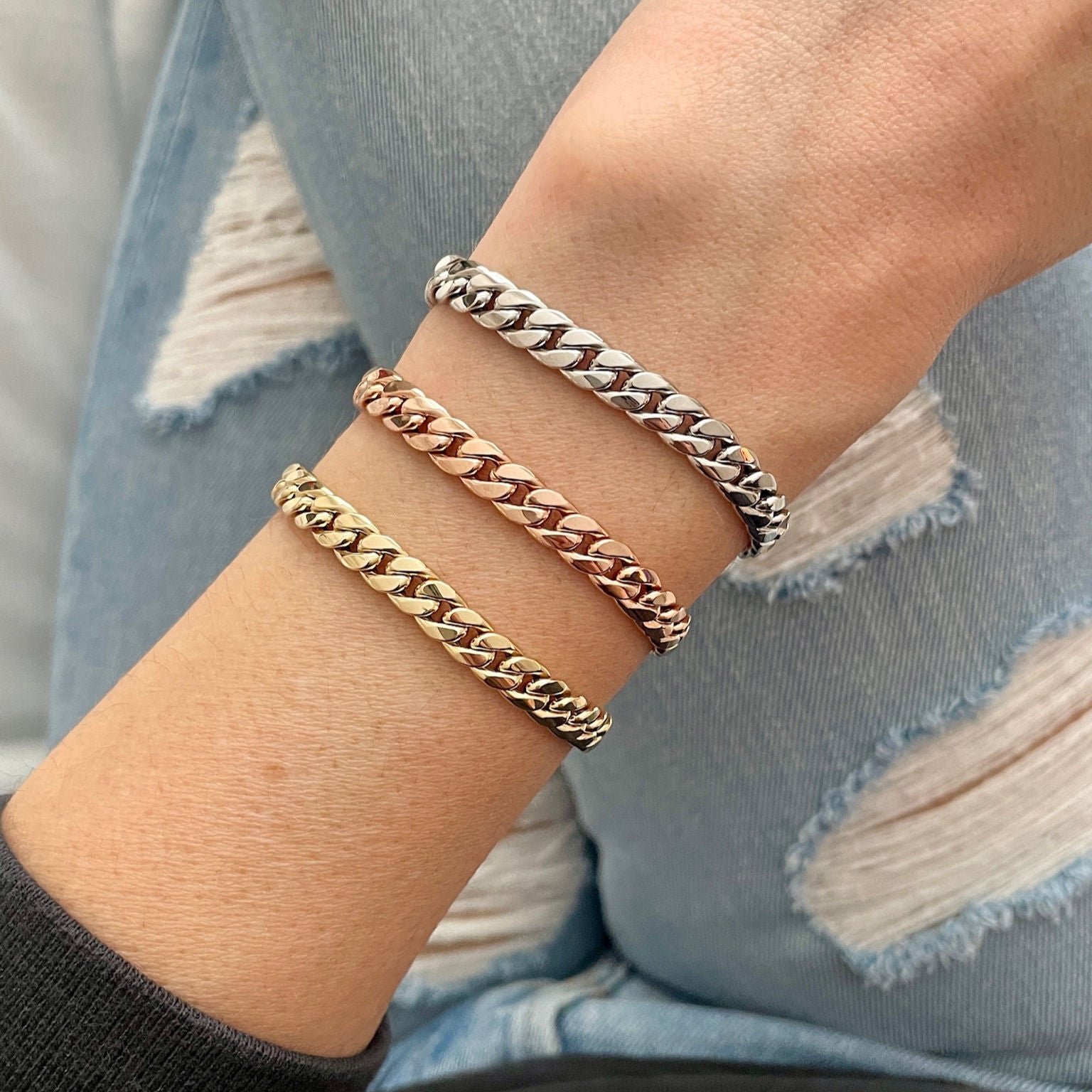 14K WHITE GOLD MIAMI CUBAN BRACELET WOMEN