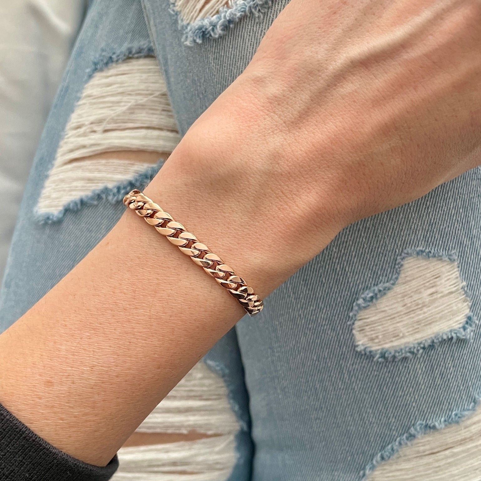 14K ROSE GOLD MIAMI CUBAN BRACELET WOMEN