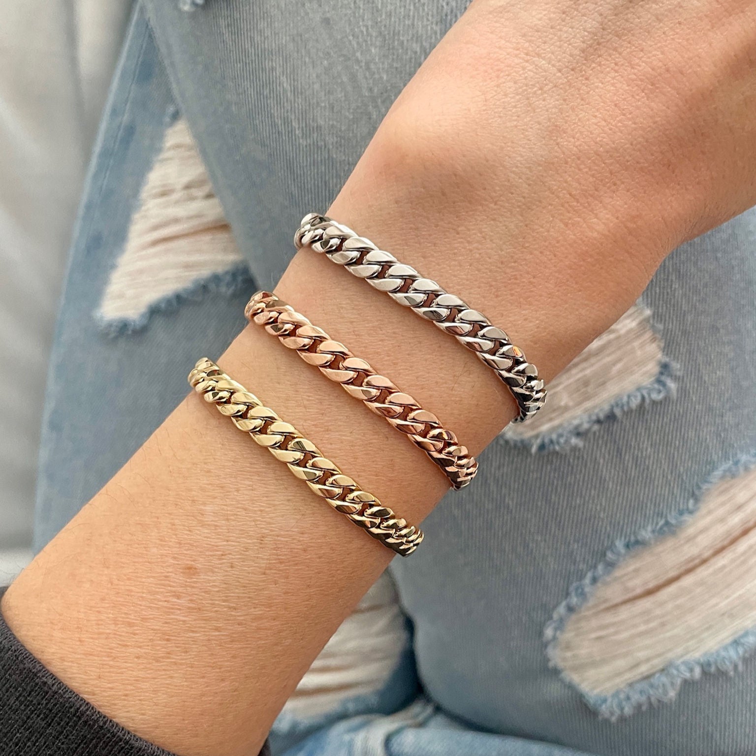 14K ROSE GOLD MIAMI CUBAN BRACELET WOMEN