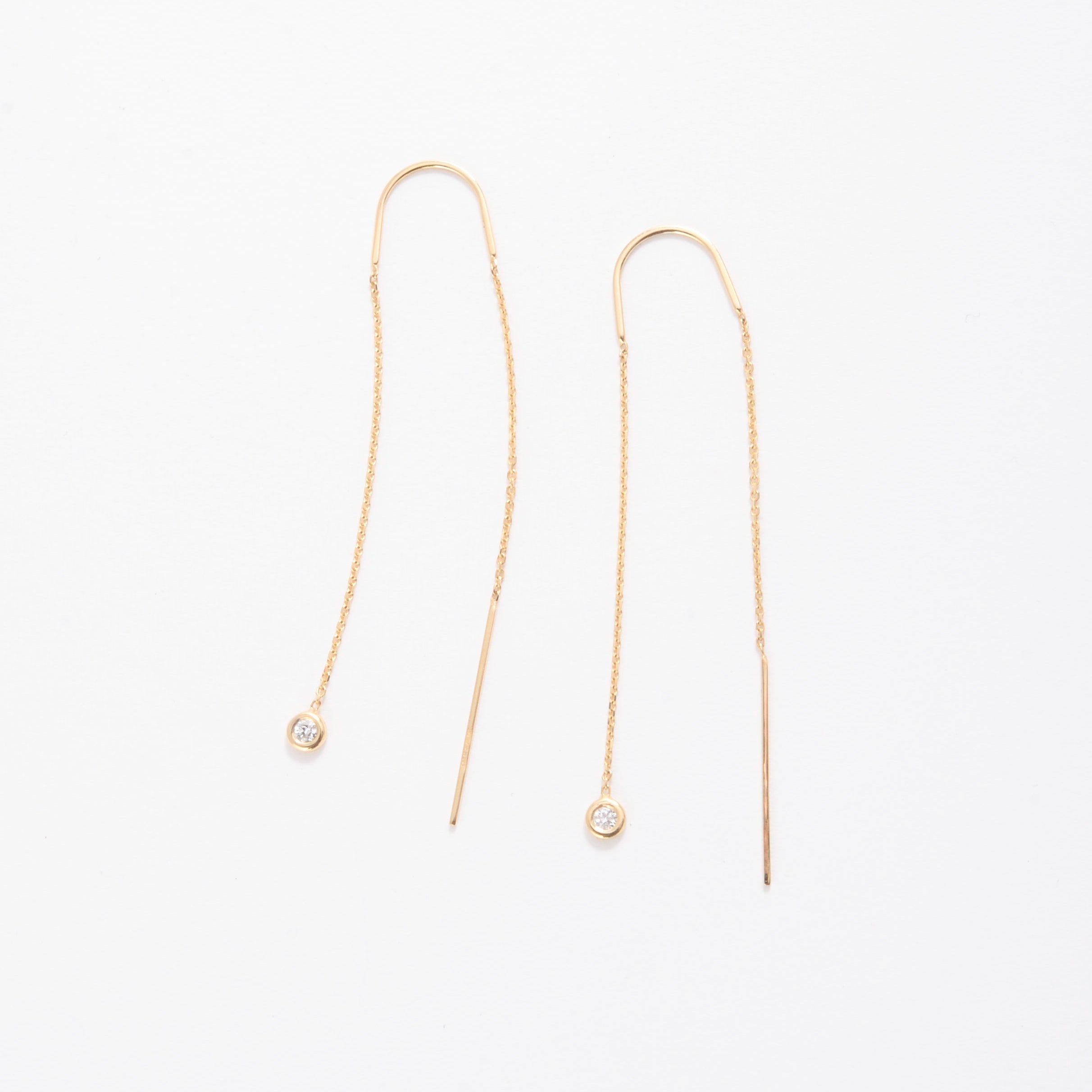 14K Gold Diamond Bezel Threaders