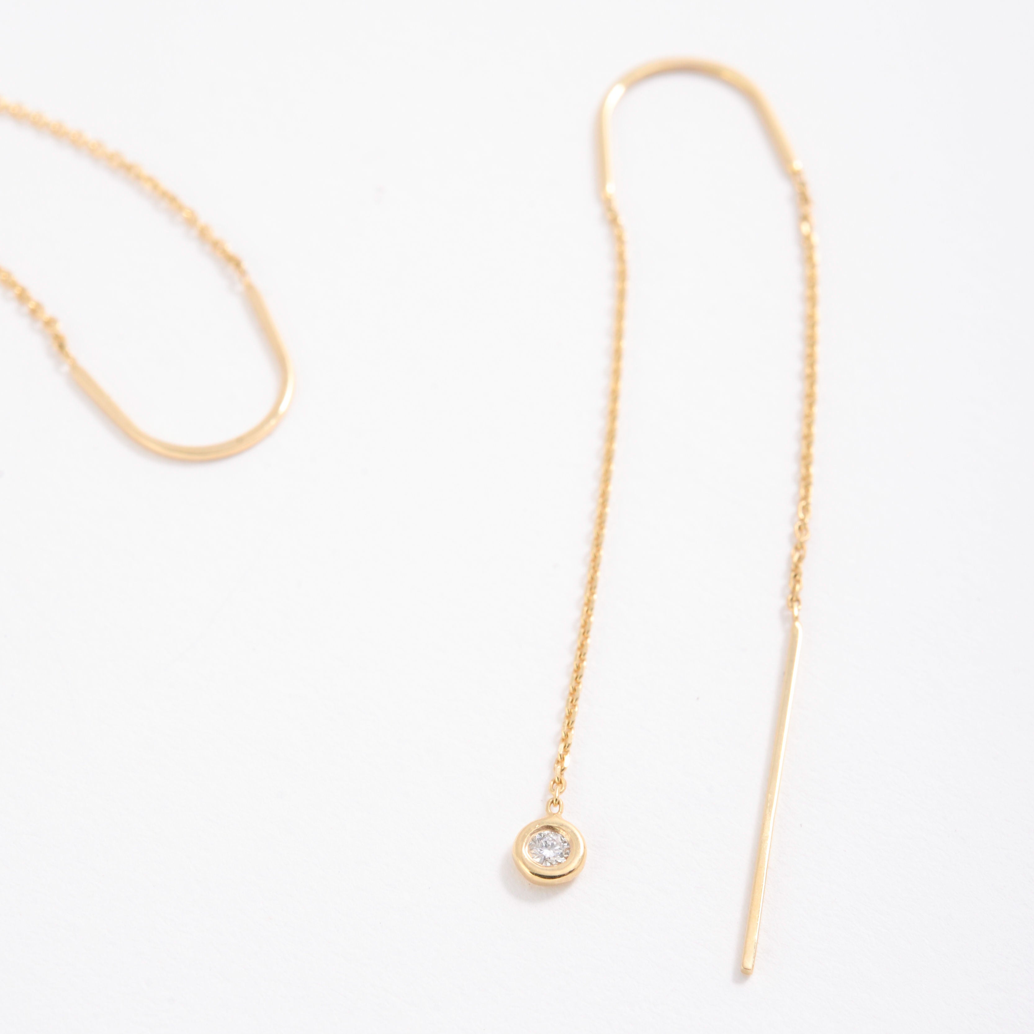 14K Gold Diamond Bezel Threaders