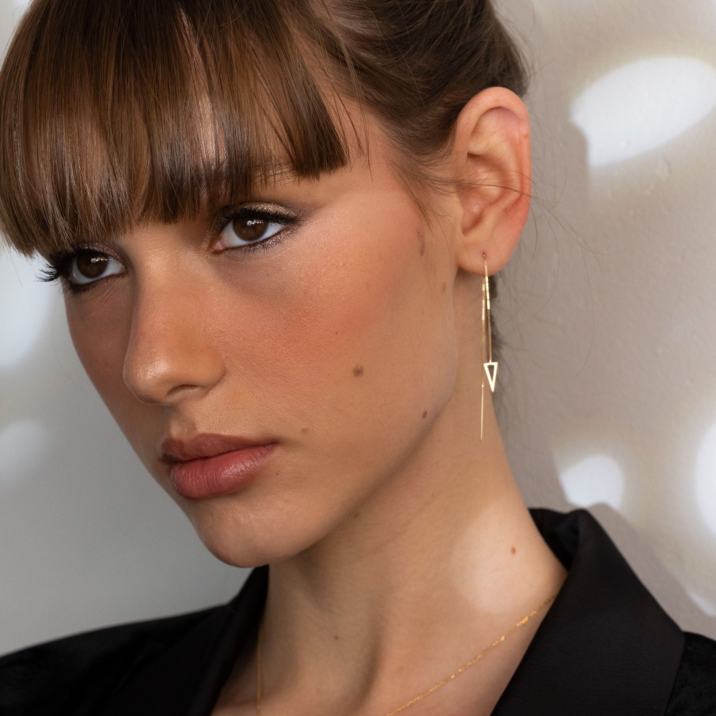 14K Gold Open Triangle Threader Earrings