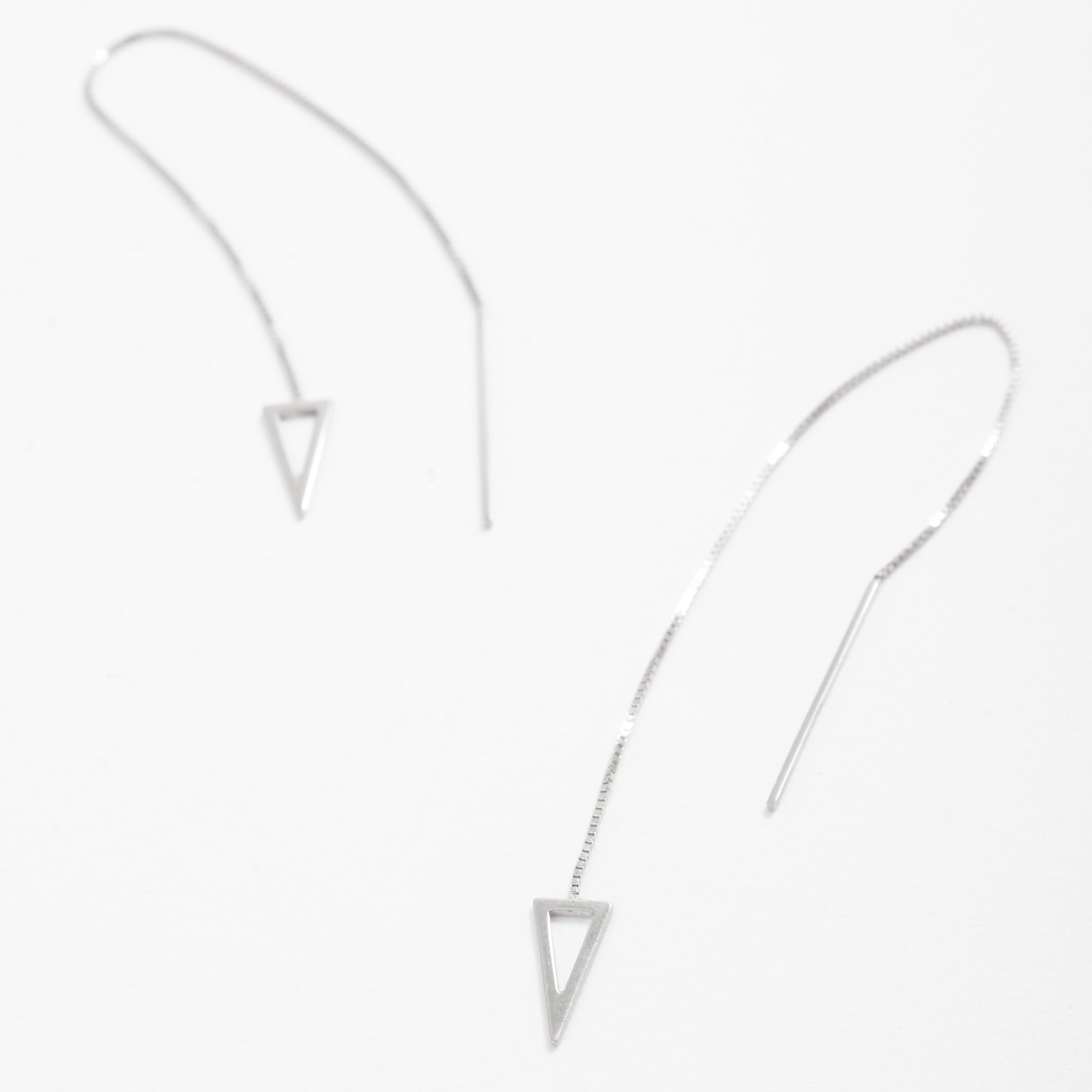 14K Gold Open Triangle Threader Earrings