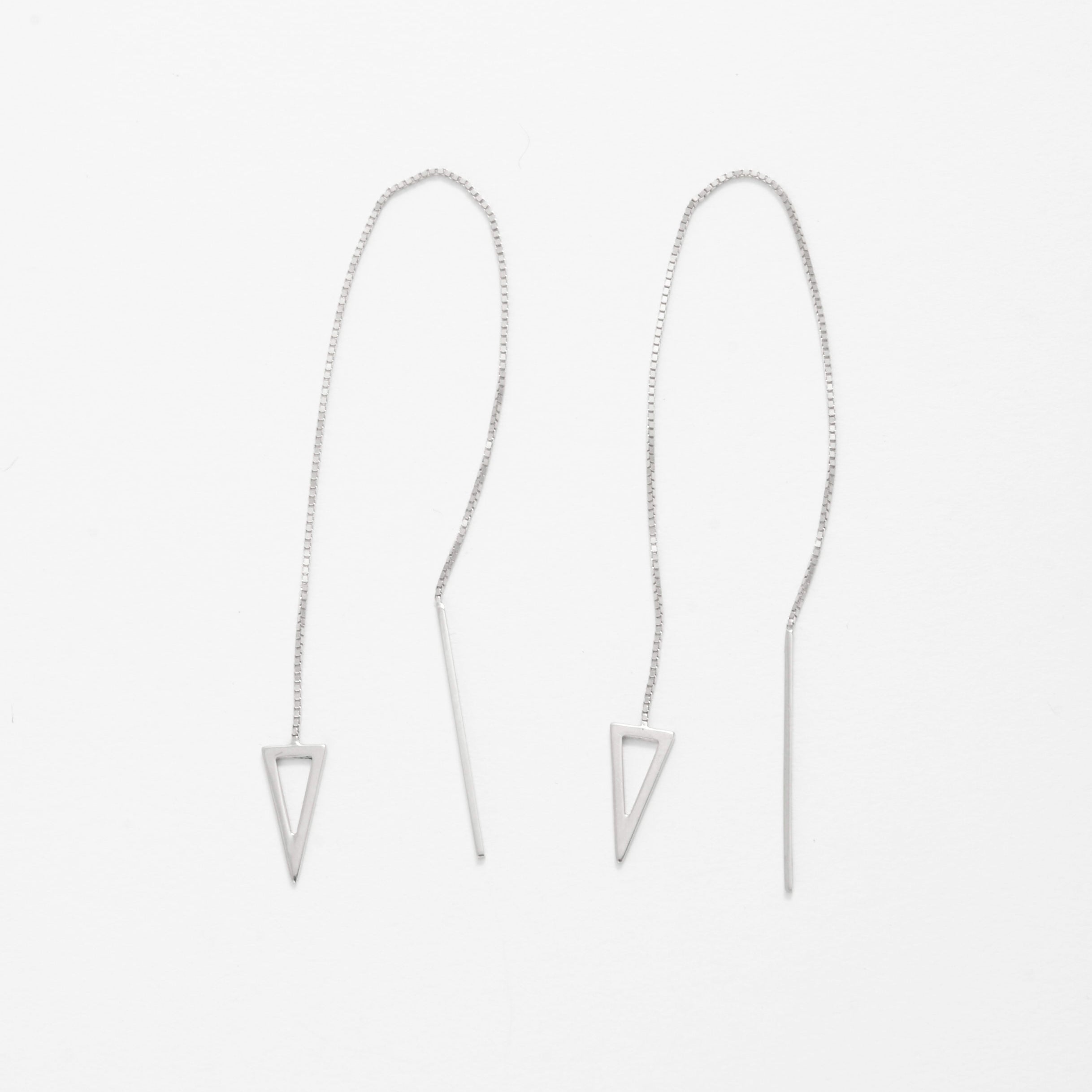 14K Gold Open Triangle Threader Earrings