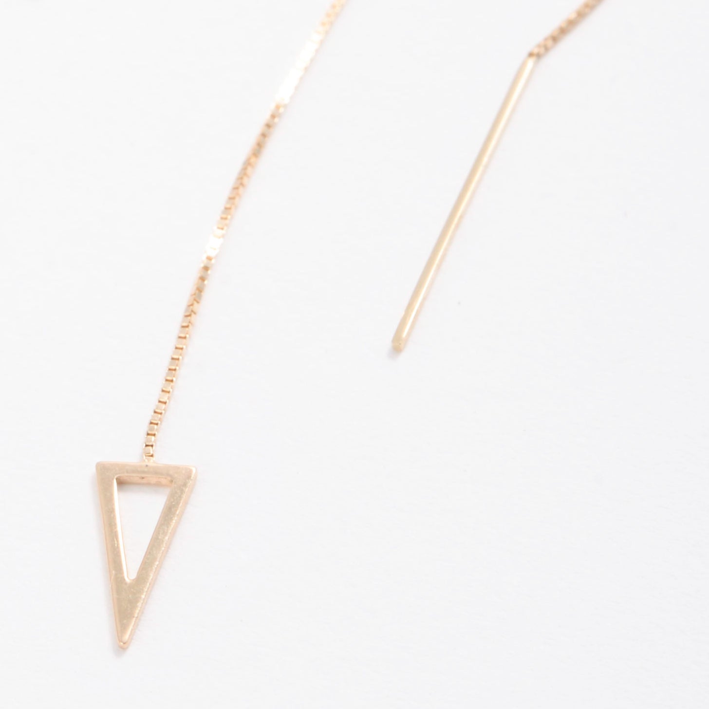 14K Gold Open Triangle Threader Earrings