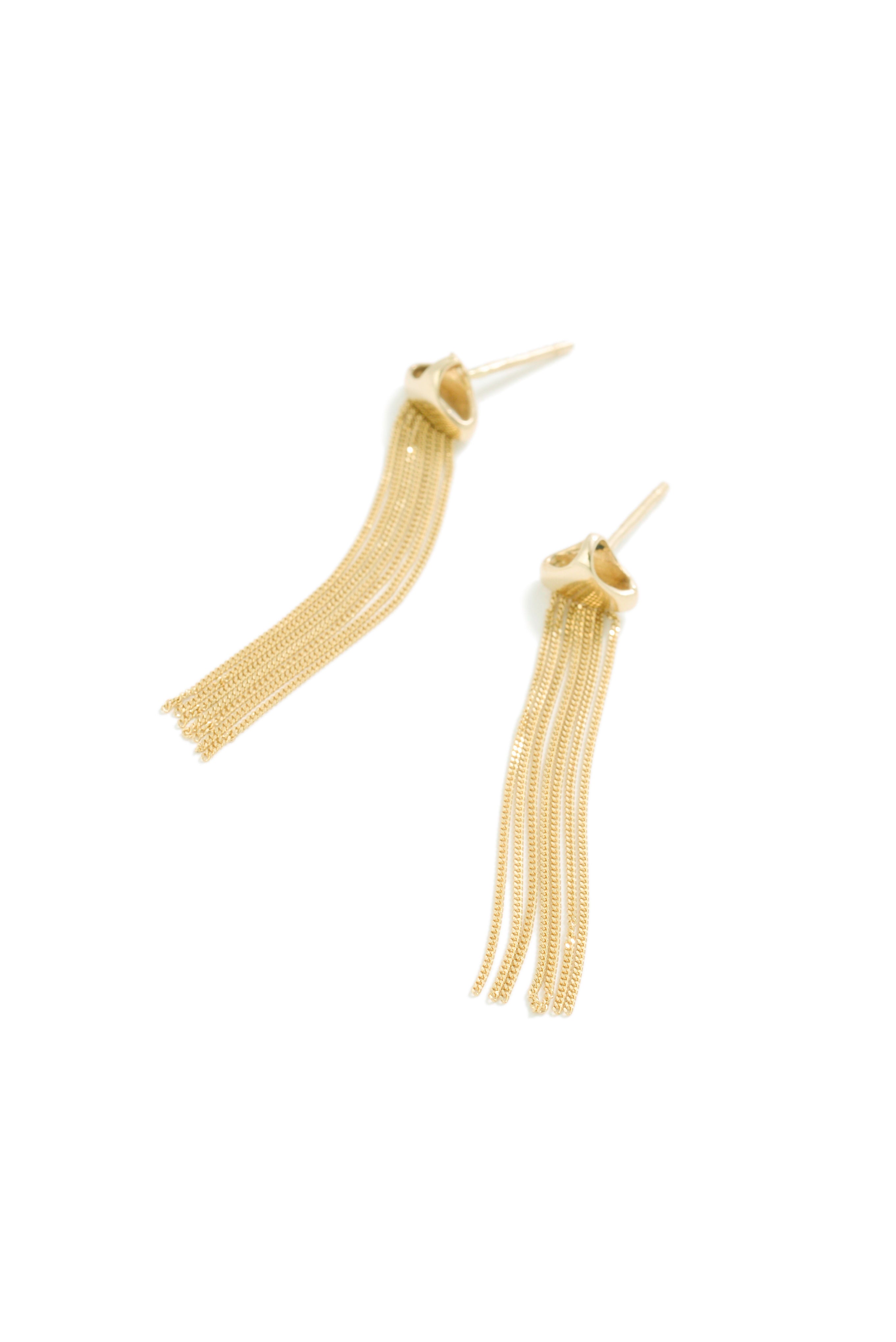 14K Gold Fringe Drop Earrings