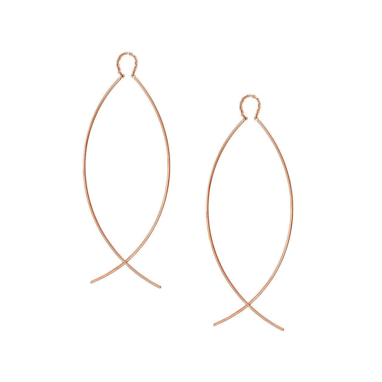 14K Gold Curved Bar Threader Earrings