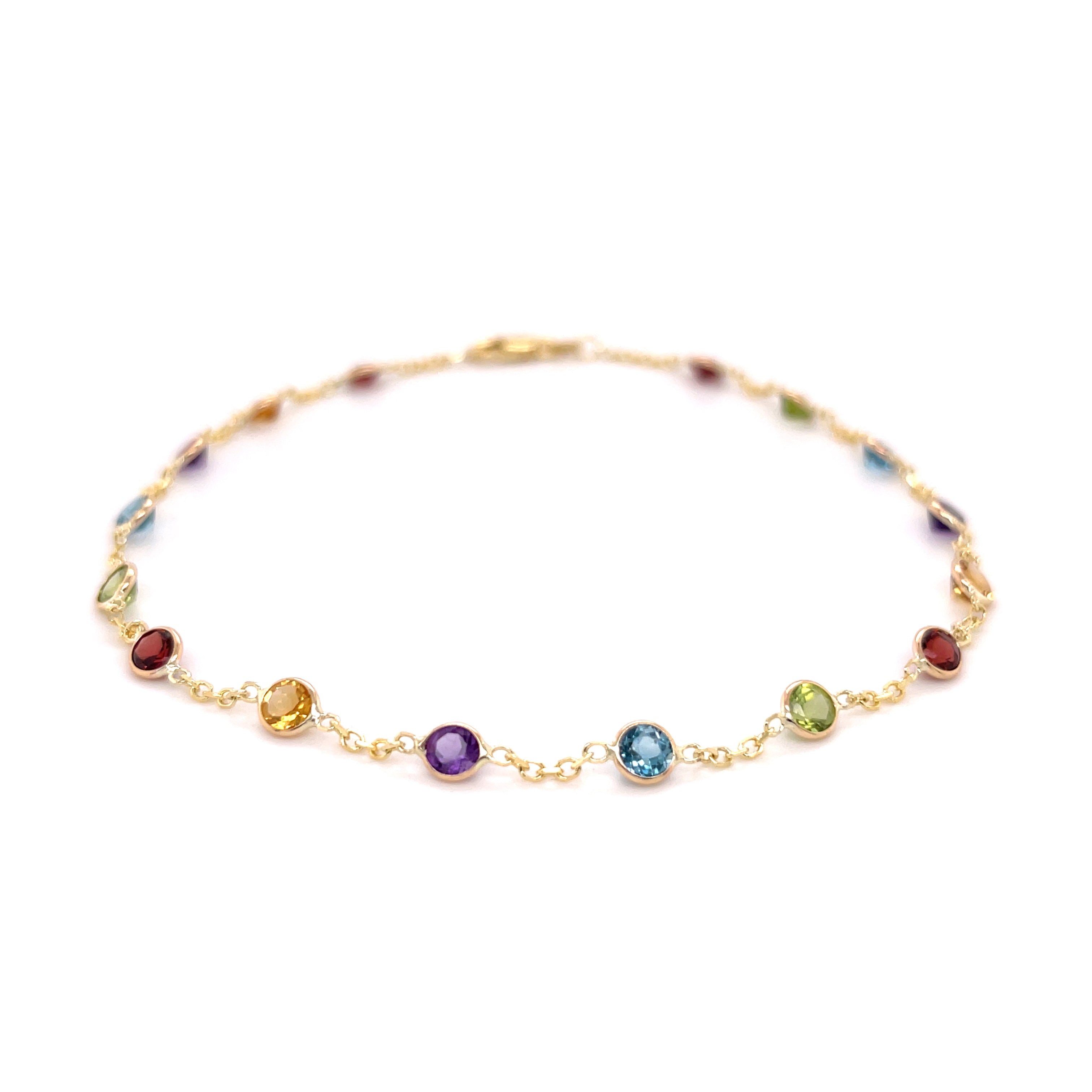 14K GOLD AMETHYST ANKLET GARNET PERIDOT
