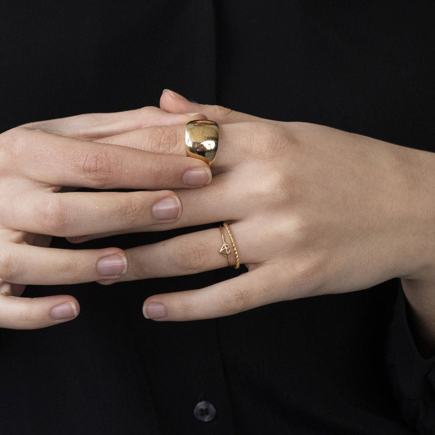 14K Gold Diamond Shape Ring