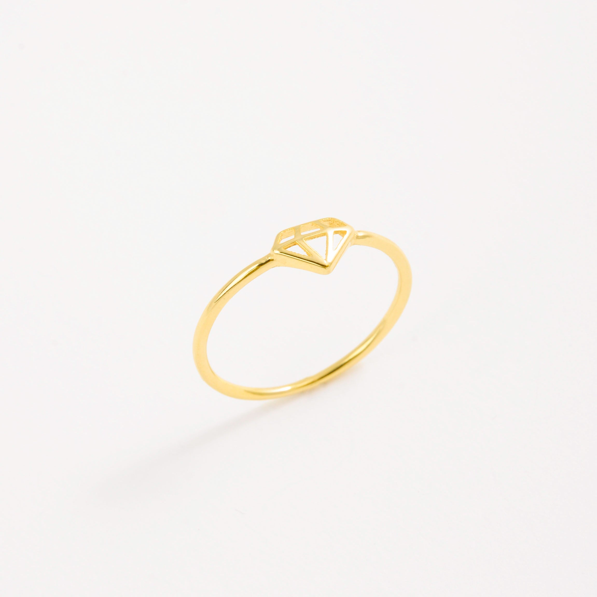 14K Gold Diamond Shape Ring