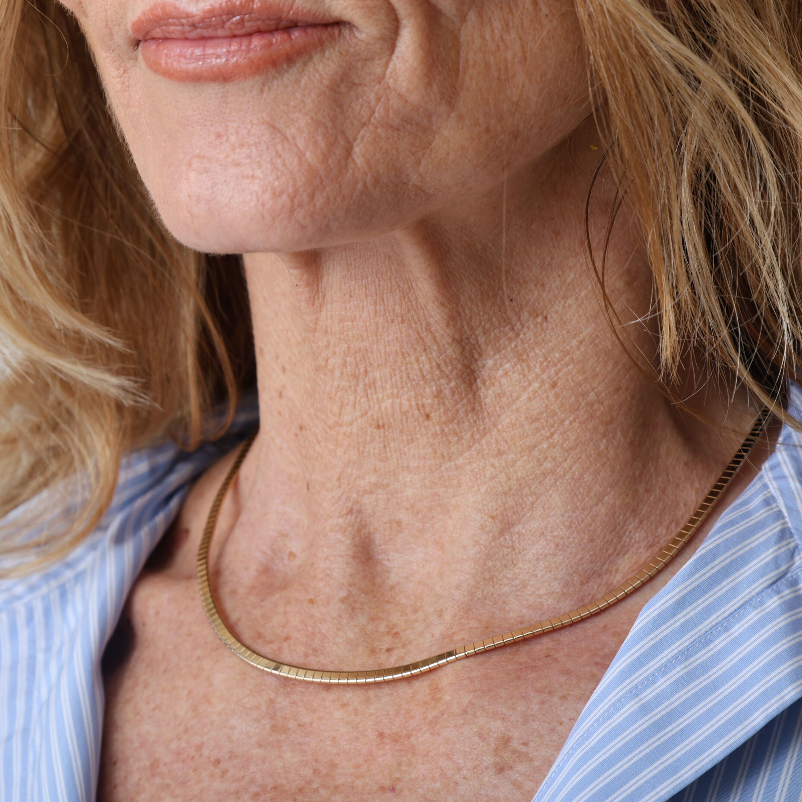 14K Gold Omega Link Necklace