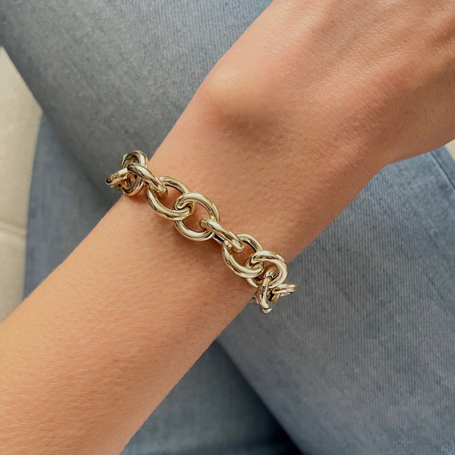 14K Gold Chunky Round Link Bracelet